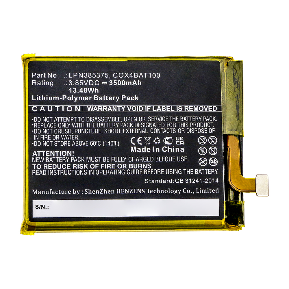 Synergy Digital Cell Phone Battery, Compatible with Crosscall LPN385375 Cell Phone Battery (Li-Pol, 3.85V, 3500mAh)