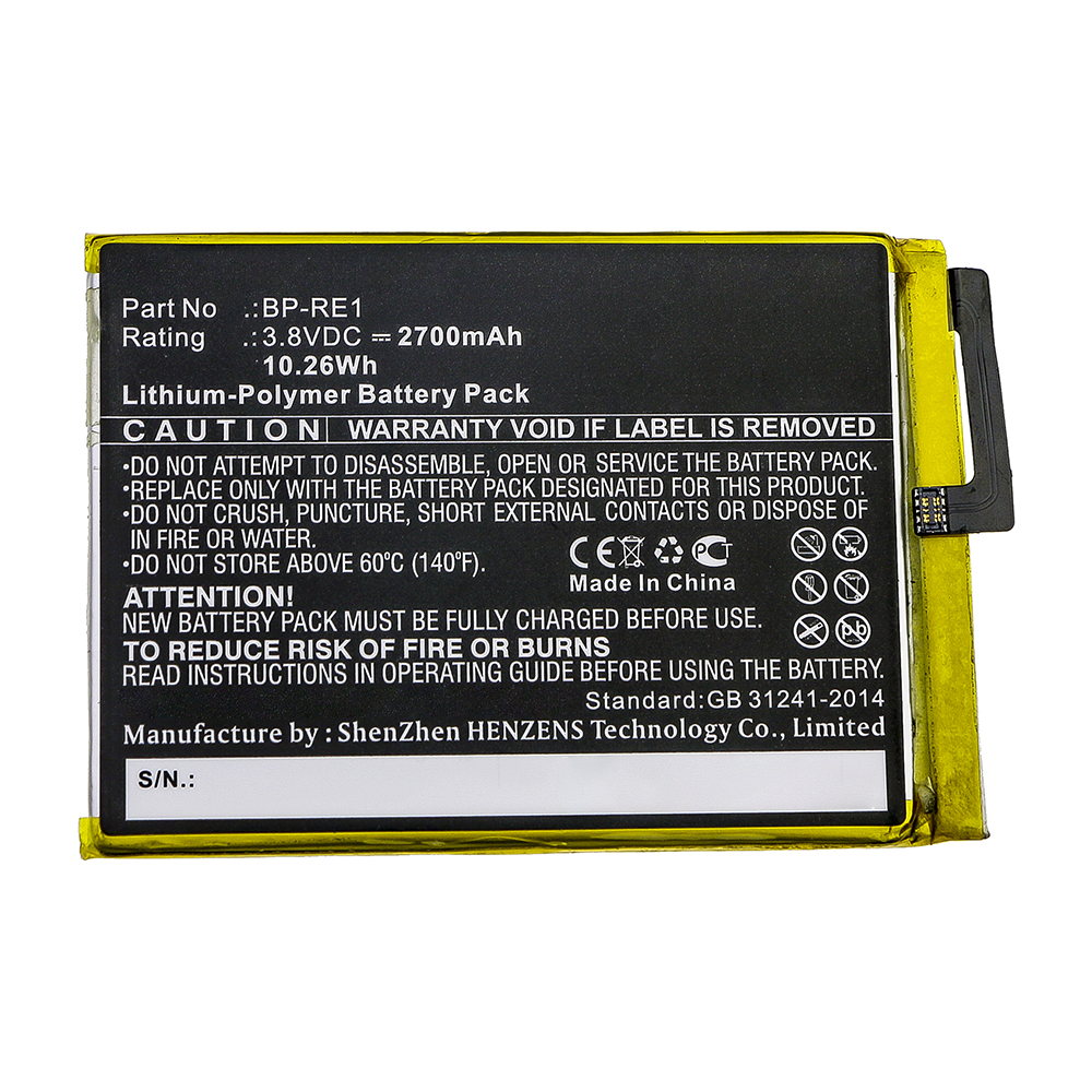 Synergy Digital Cell Phone Battery, Compatible with FREETEL BP-RE1 Cell Phone Battery (Li-Pol, 3.8V, 2700mAh)