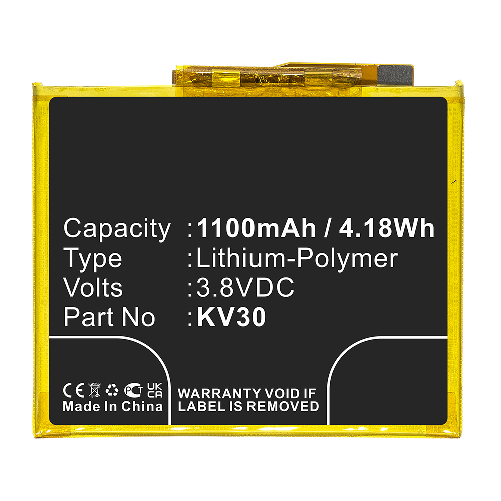 Synergy Digital Cell Phone Battery, Compatible with Motorola KV30 Cell Phone Battery (Li-Pol, 3.8V, 1100mAh)