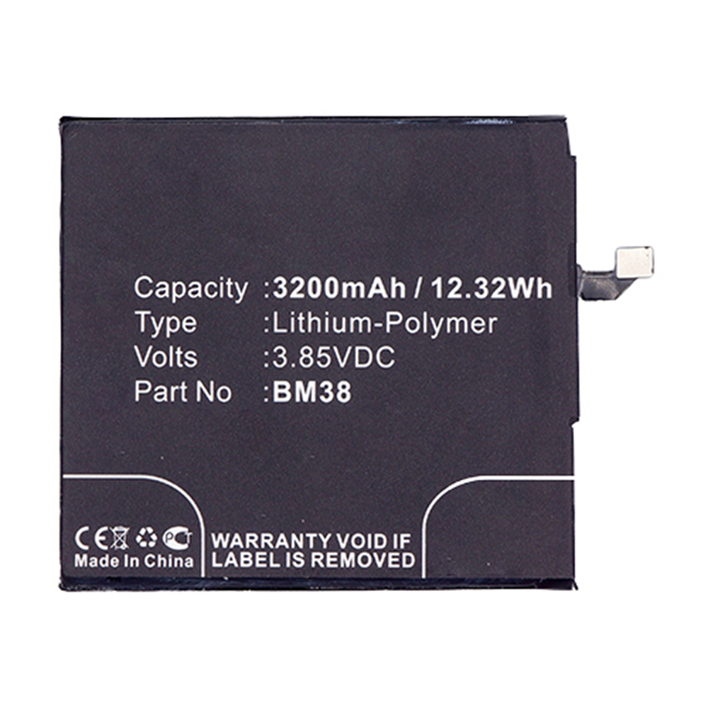 Synergy Digital Cell Phone Battery, Compatible with Xiaomi BM38 Cell Phone Battery (Li-Pol, 3.85V, 3200mAh)