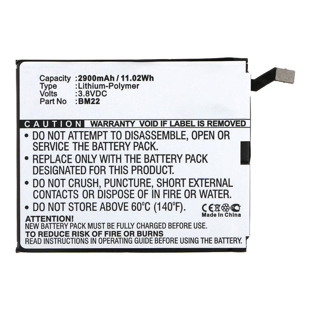 Synergy Digital Cell Phone Battery, Compatible with Xiaomi BM22 Cell Phone Battery (Li-Pol, 3.8V, 2900mAh)