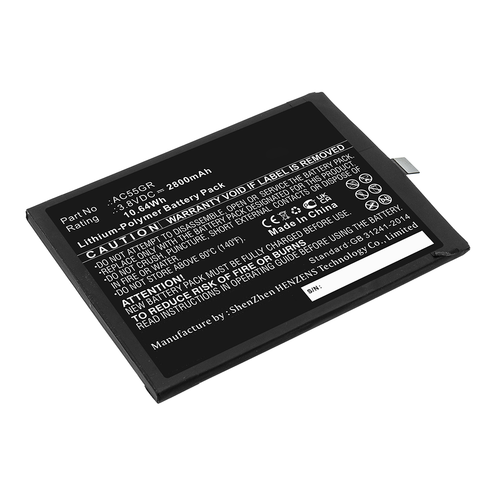 Synergy Digital Cell Phone Battery, Compatible with Archos  AC55GR Cell Phone Battery (Li-Pol, 3.8V, 2800mAh)