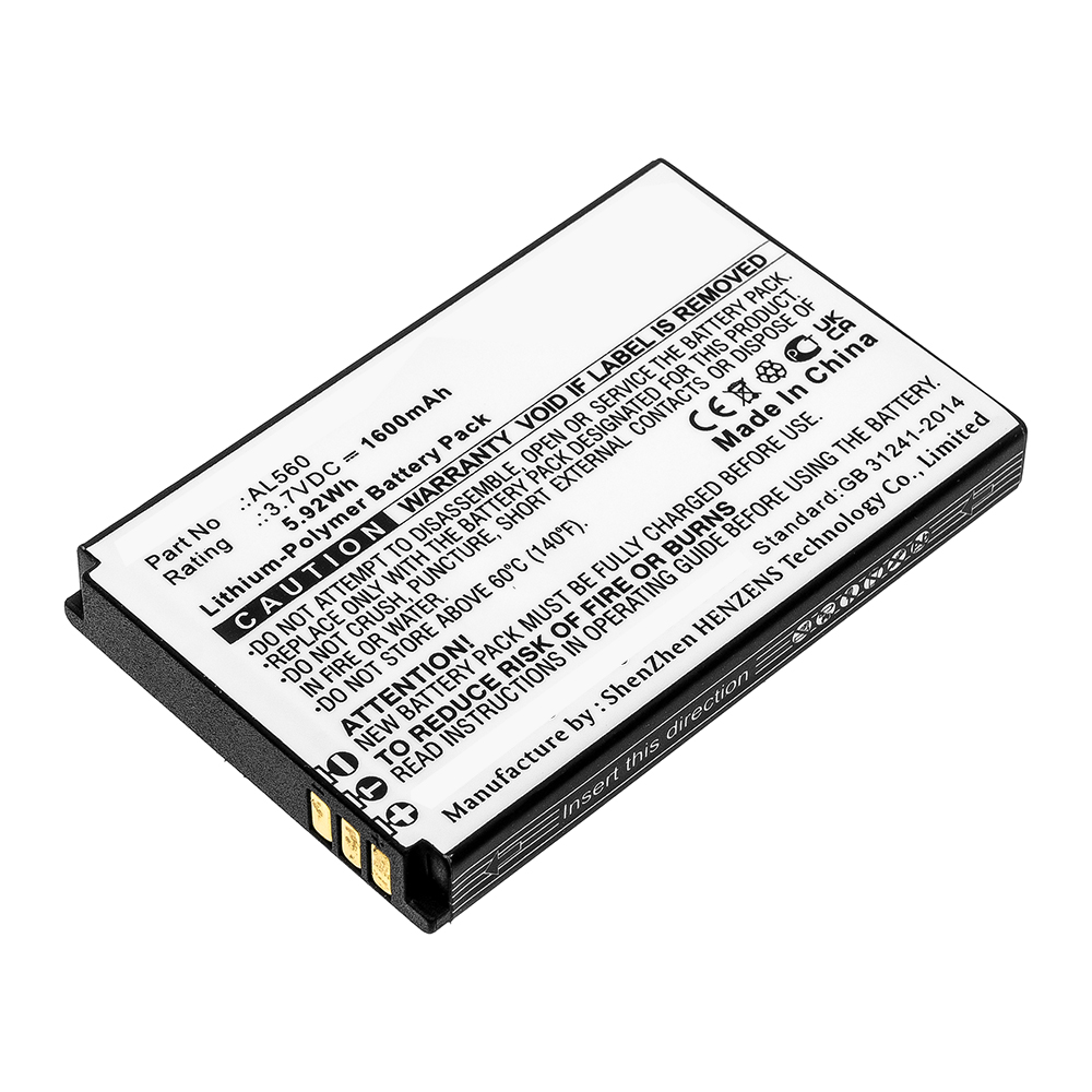 Synergy Digital Cell Phone Battery, Compatible with Bea-fon  AL560 Cell Phone Battery (Li-Pol, 3.7V, 1600mAh)