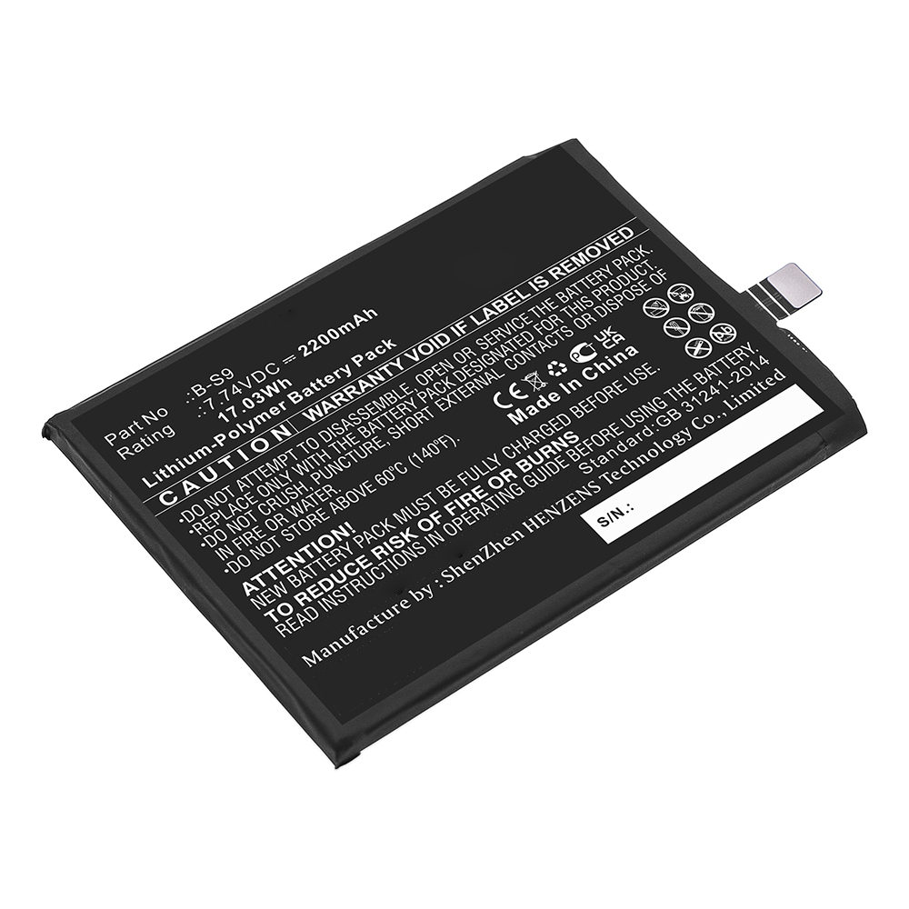 Synergy Digital Cell Phone Battery, Compatible with VIVO  B-S9 Cell Phone Battery (Li-Pol, 7.74V, 2200mAh)