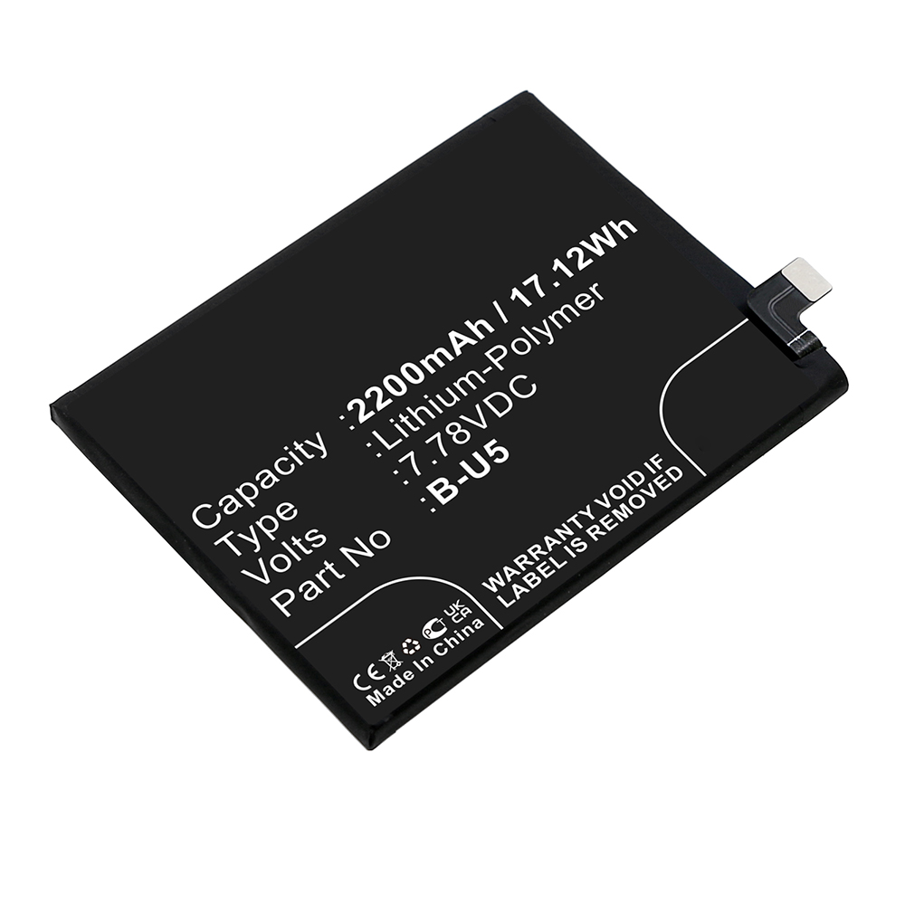 Synergy Digital Cell Phone Battery, Compatible with VIVO  B-U5 Cell Phone Battery (Li-Pol, 7.78V, 2200mAh)