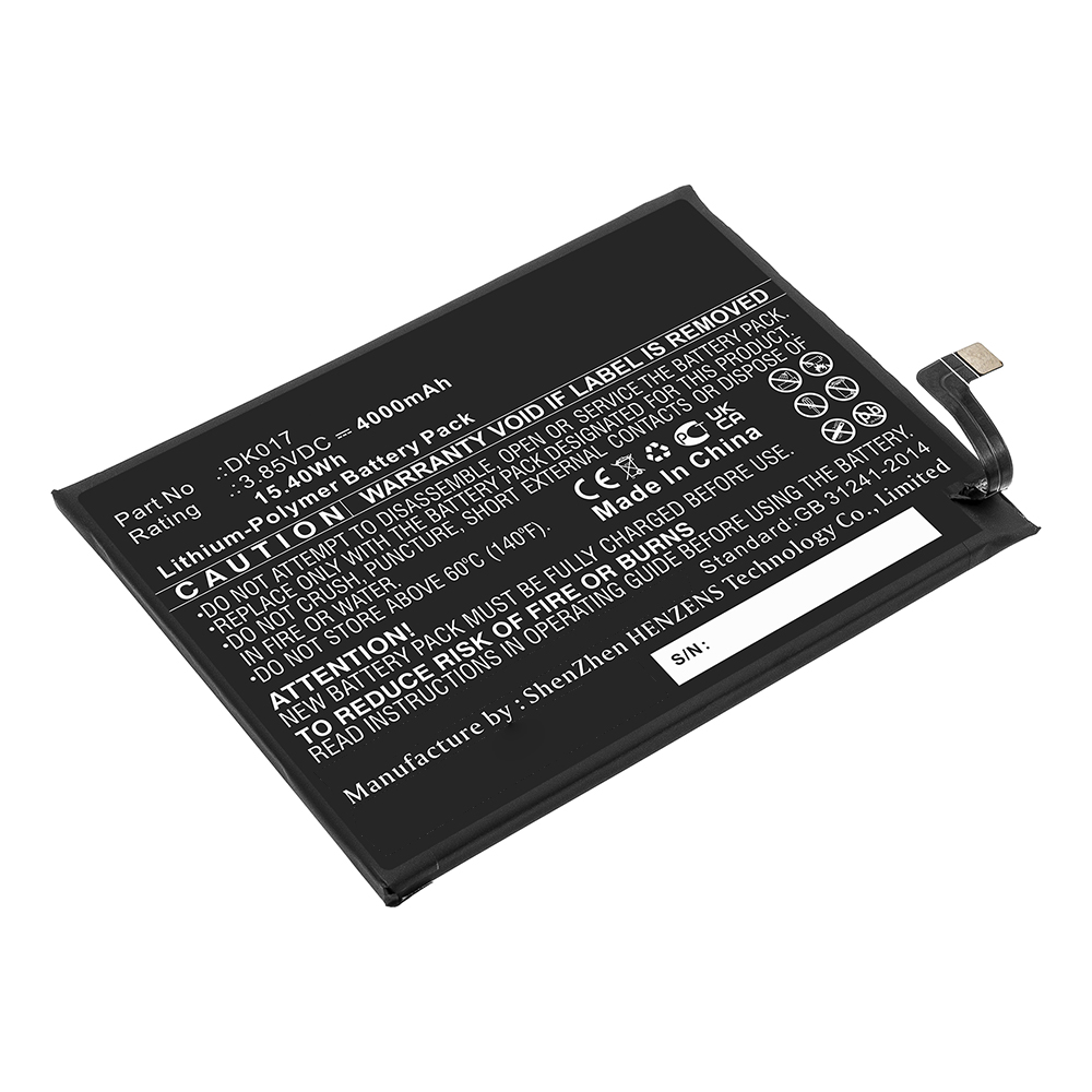 Synergy Digital Cell Phone Battery, Compatible with Blackview  DK017 Cell Phone Battery (Li-Pol, 3.85V, 4000mAh)