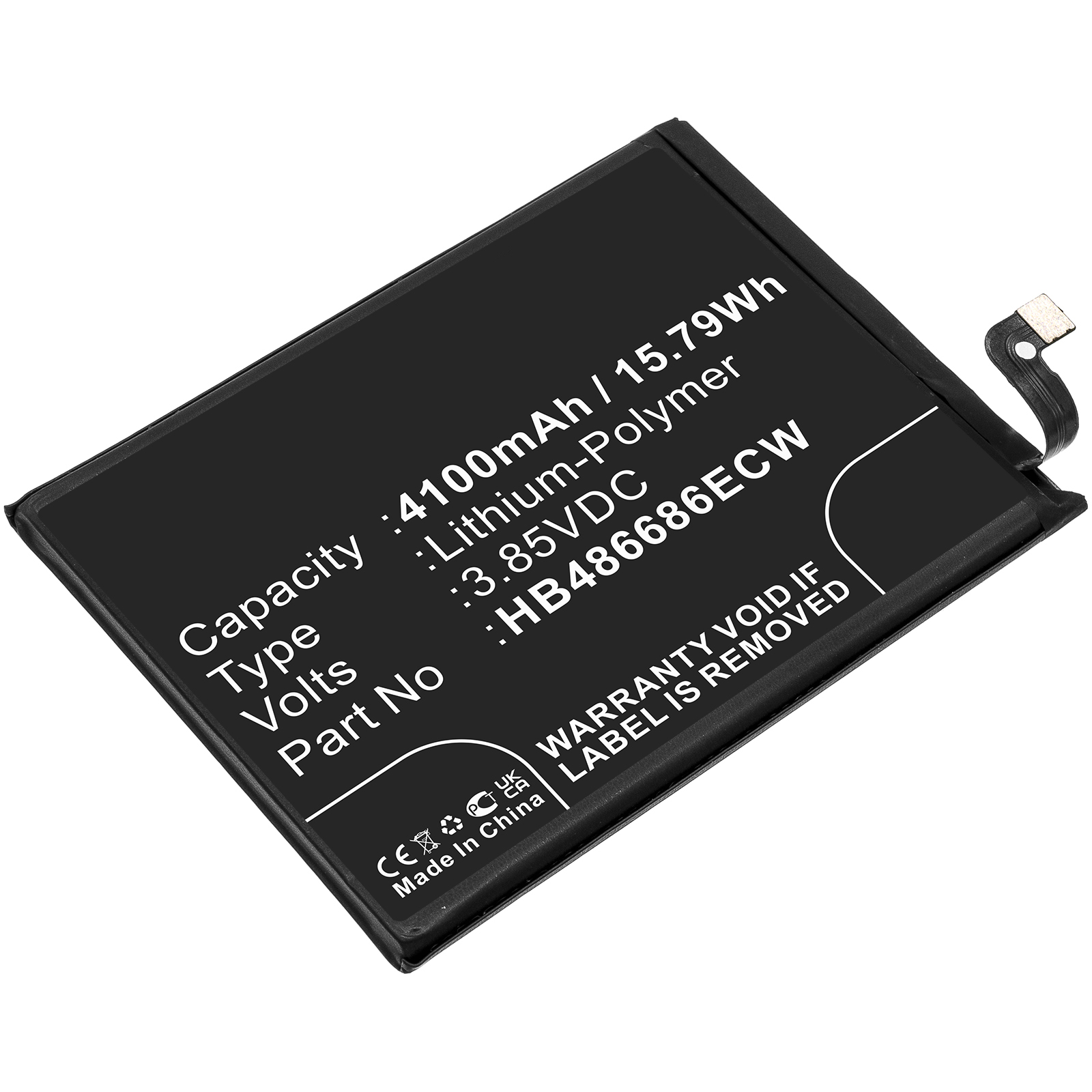 Synergy Digital Cell Phone Battery, Compatible with Huawei HB486686ECW Cell Phone Battery (Li-Pol, 3.85V, 4100mAh)