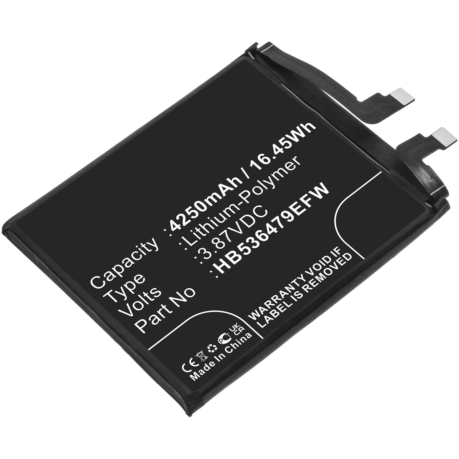 Synergy Digital Cell Phone Battery, Compatible with Huawei HB536479EFW Cell Phone Battery (Li-Pol, 3.87V, 4250mAh)
