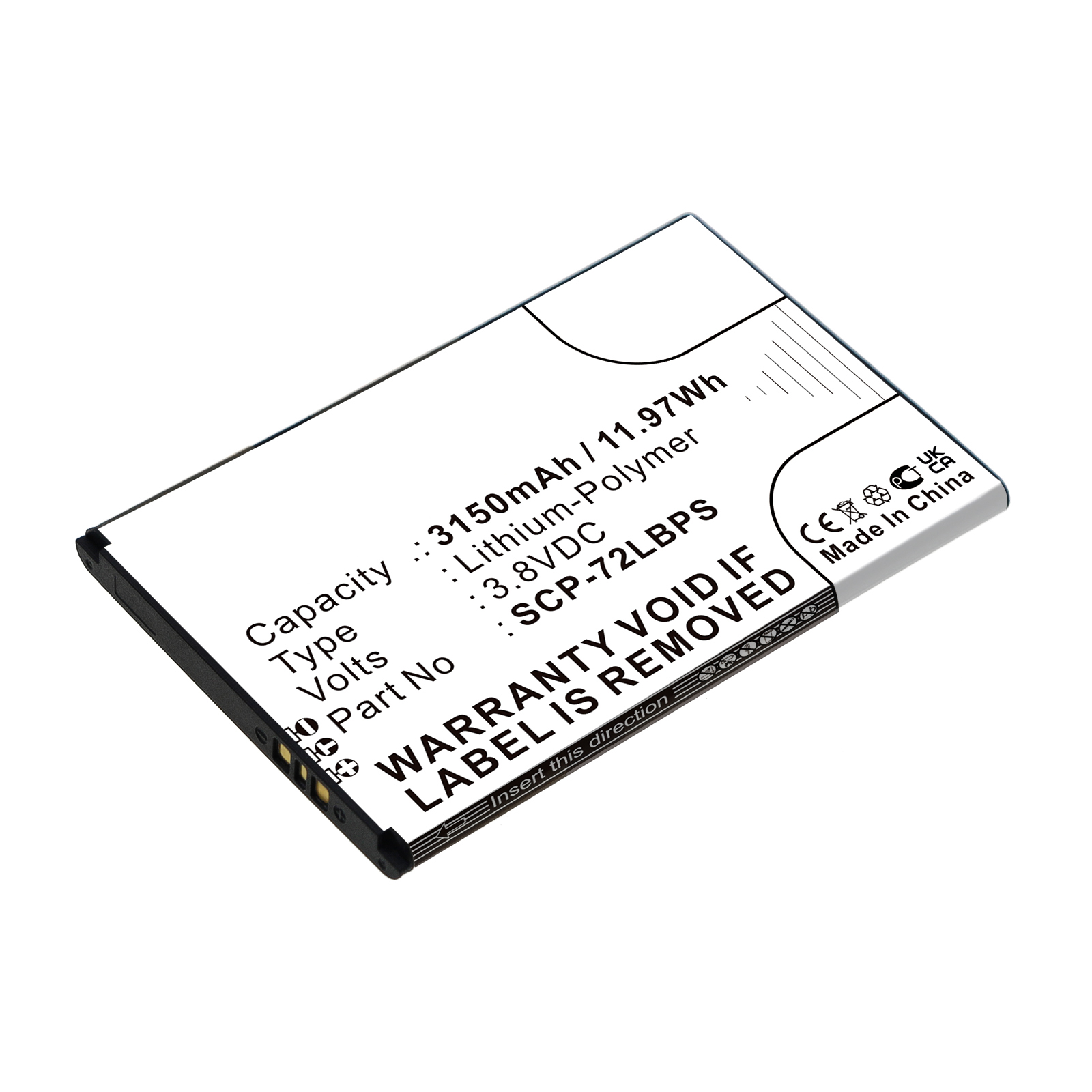 Synergy Digital Cell Phone Battery, Compatible with Kyocera SCP-72LBPS Cell Phone Battery (Li-Pol, 3.8V, 3150mAh)