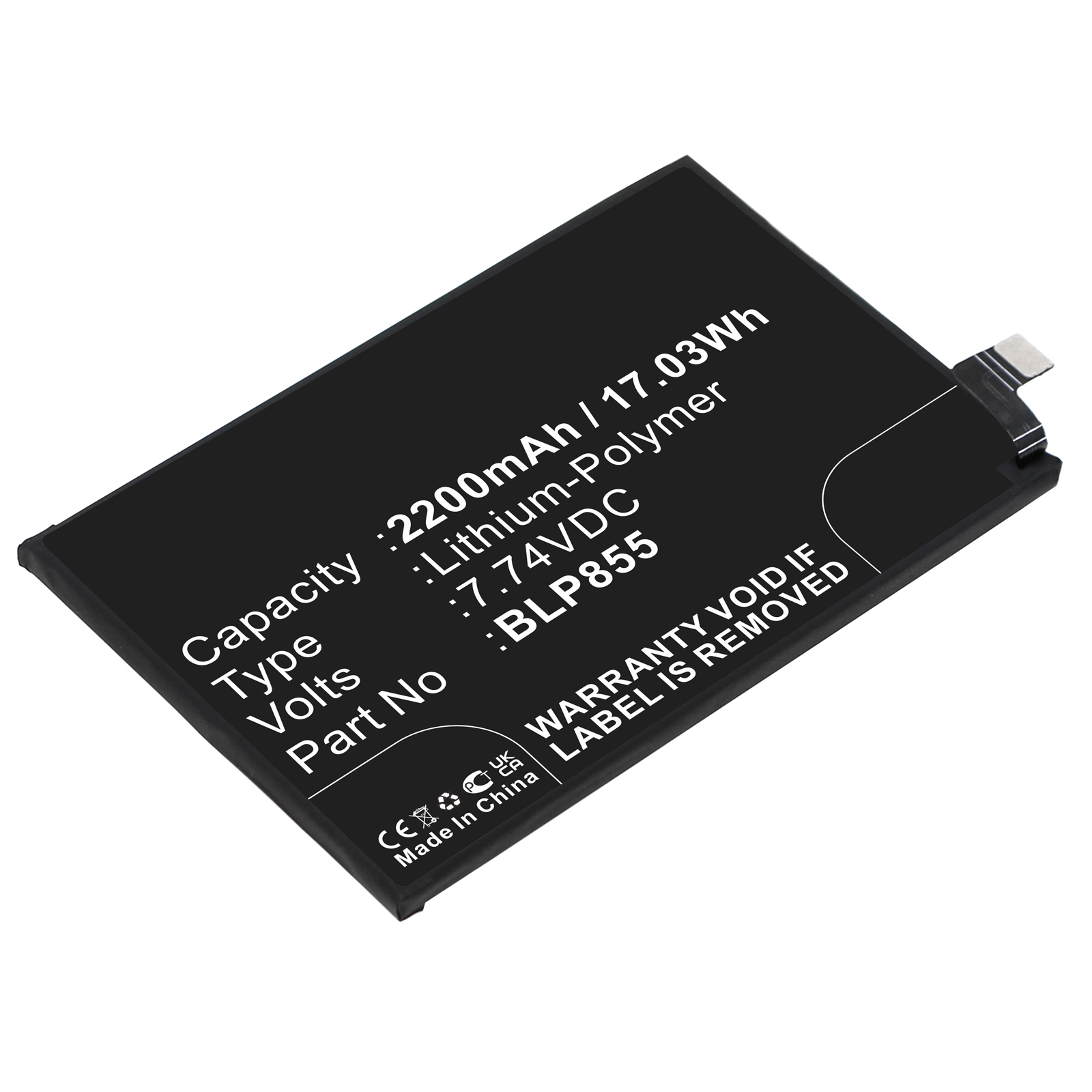 Synergy Digital Cell Phone Battery, Compatible with OPPO BLP855 Cell Phone Battery (Li-Pol, 7.74V, 2200mAh)