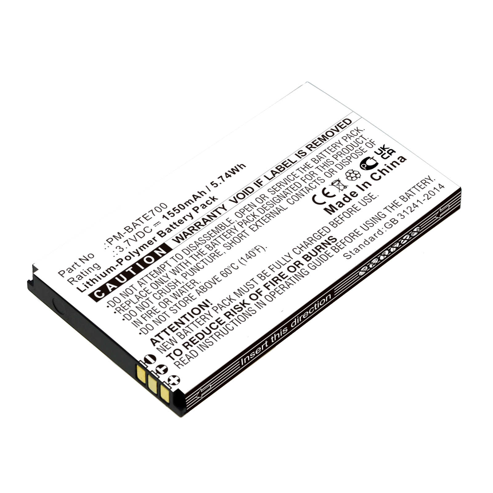 Synergy Digital Cell Phone Battery, Compatible with Plum PM-BATE700 Cell Phone Battery (Li-Pol, 3.7V, 1550mAh)