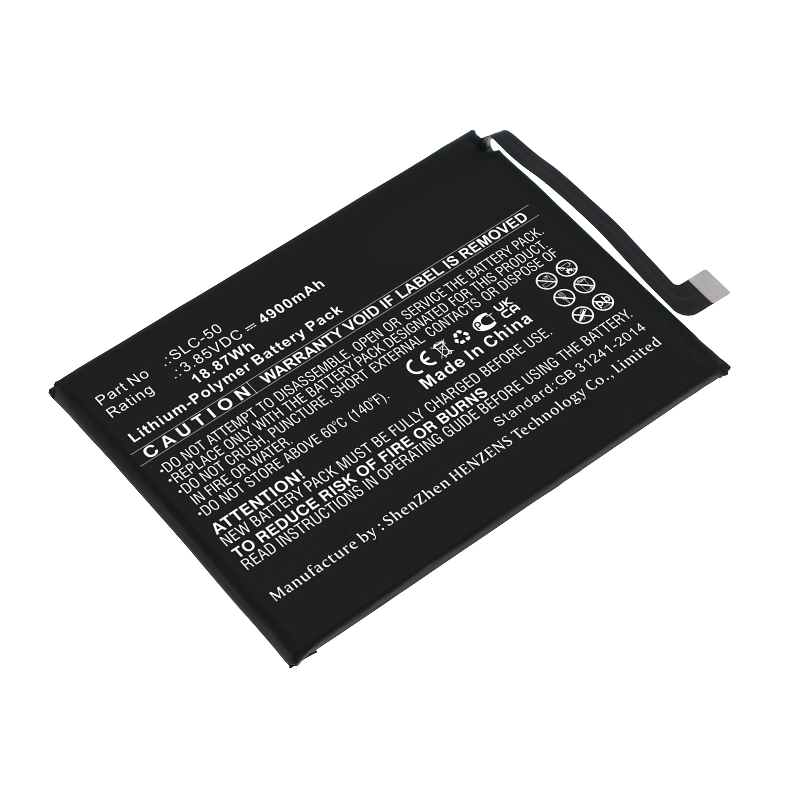 Synergy Digital Cell Phone Battery, Compatible with Samsung SLC-50 Cell Phone Battery (Li-Pol, 3.85V, 4900mAh)
