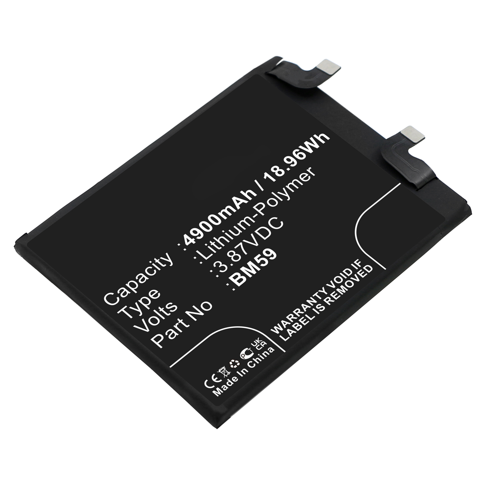 Synergy Digital Cell Phone Battery, Compatible with Xiaomi BM59 Cell Phone Battery (Li-Pol, 3.87V, 4900mAh)