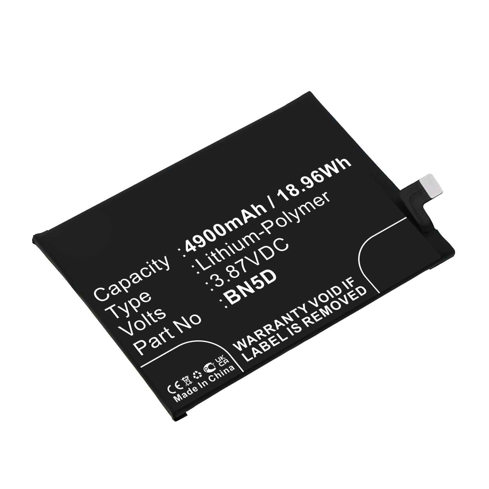 Synergy Digital Cell Phone Battery, Compatible with Xiaomi BN5D Cell Phone Battery (Li-Pol, 3.87V, 4900mAh)