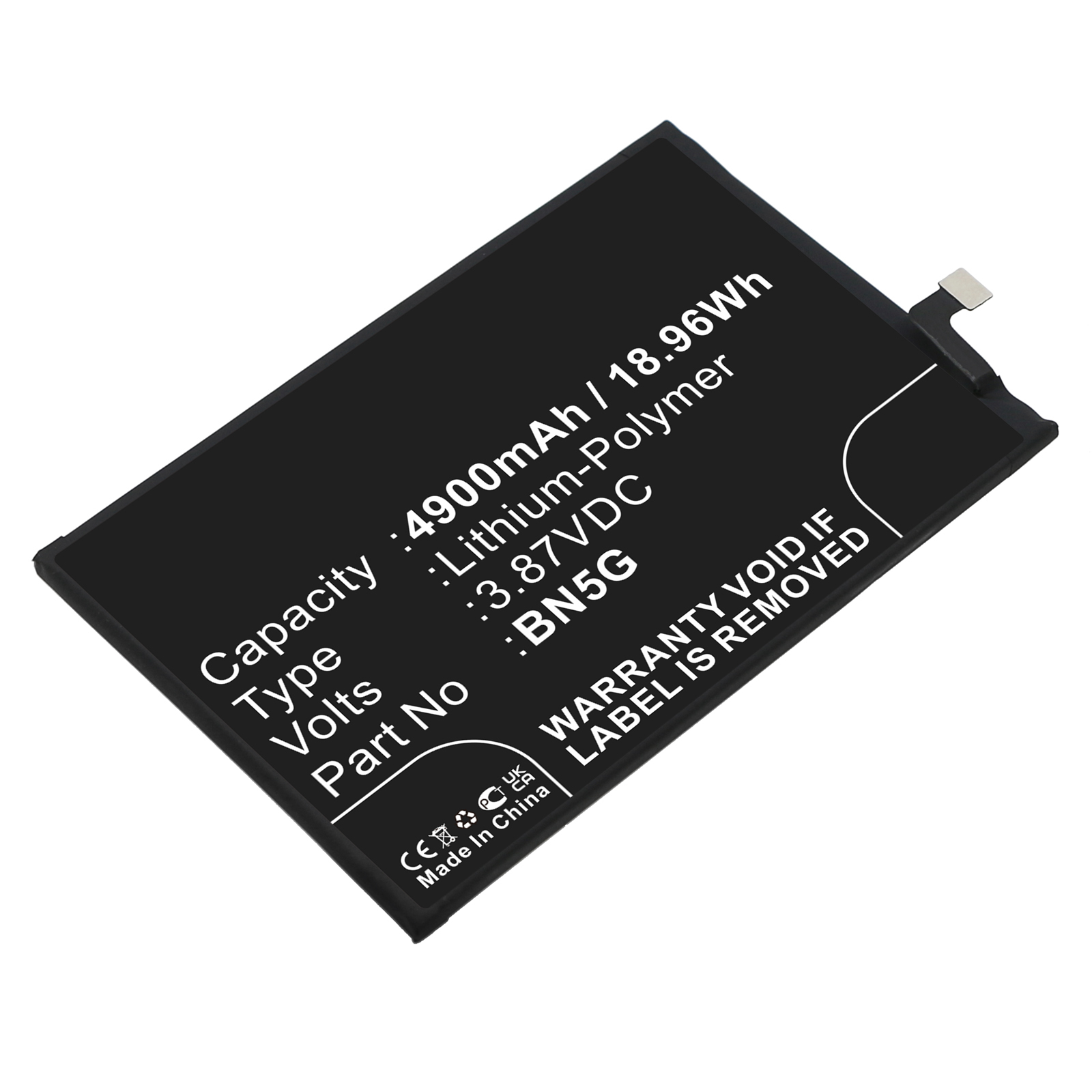 Synergy Digital Cell Phone Battery, Compatible with Xiaomi BN5G Cell Phone Battery (Li-Pol, 3.87V, 4900mAh)