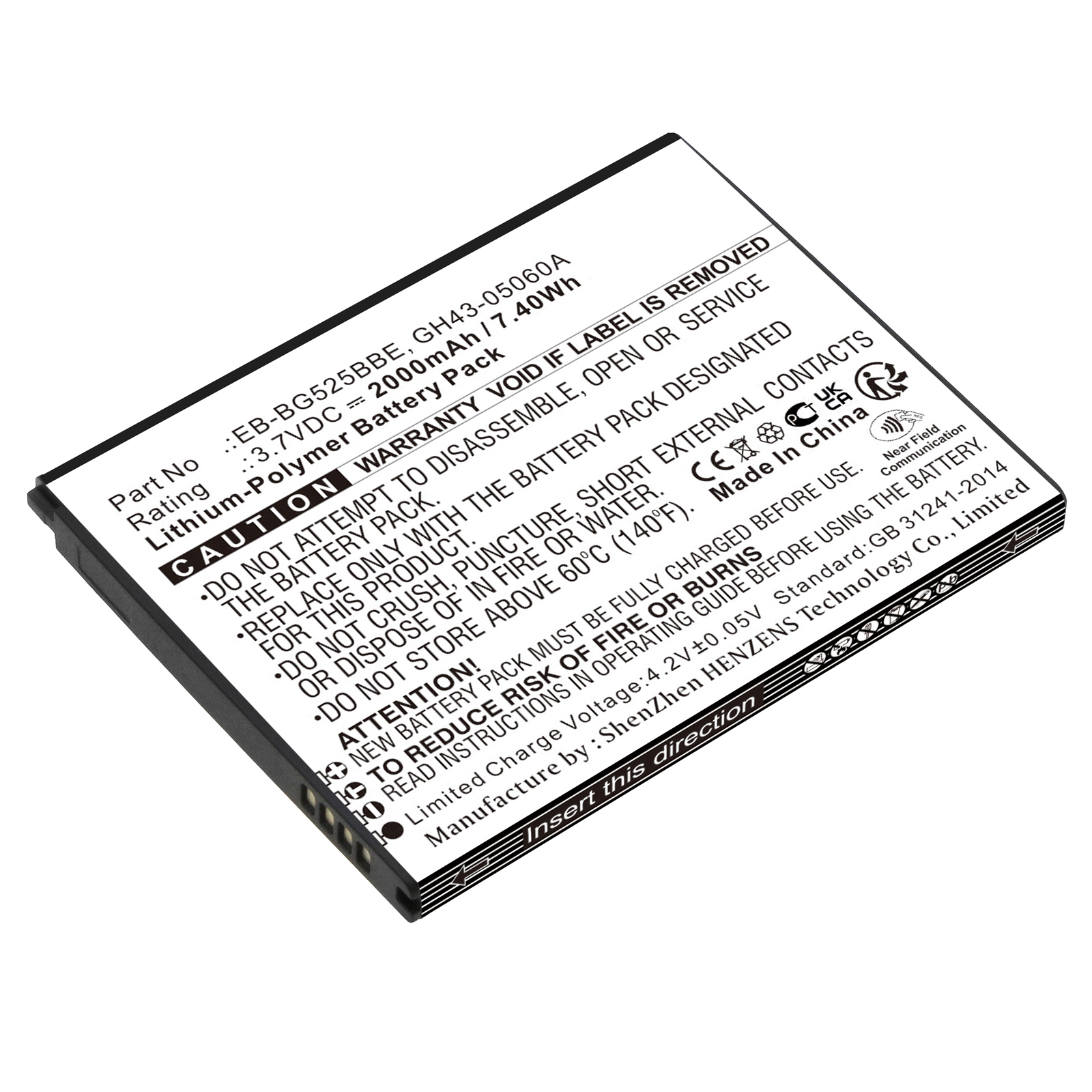 Synergy Digital Cell Phone Battery, Compatible with Samsung EB-BG525BBE Cell Phone Battery (Li-Pol, 3.7V, 2000mAh)