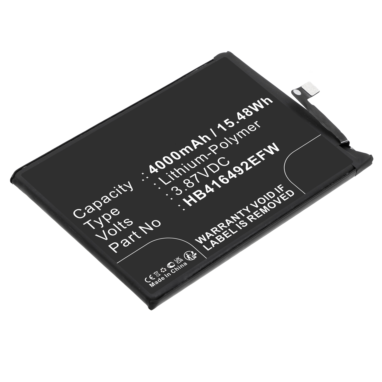 Synergy Digital Cell Phone Battery, Compatible with Honor HB416492EFW Cell Phone Battery (Li-Pol, 3.87V, 4000mAh)