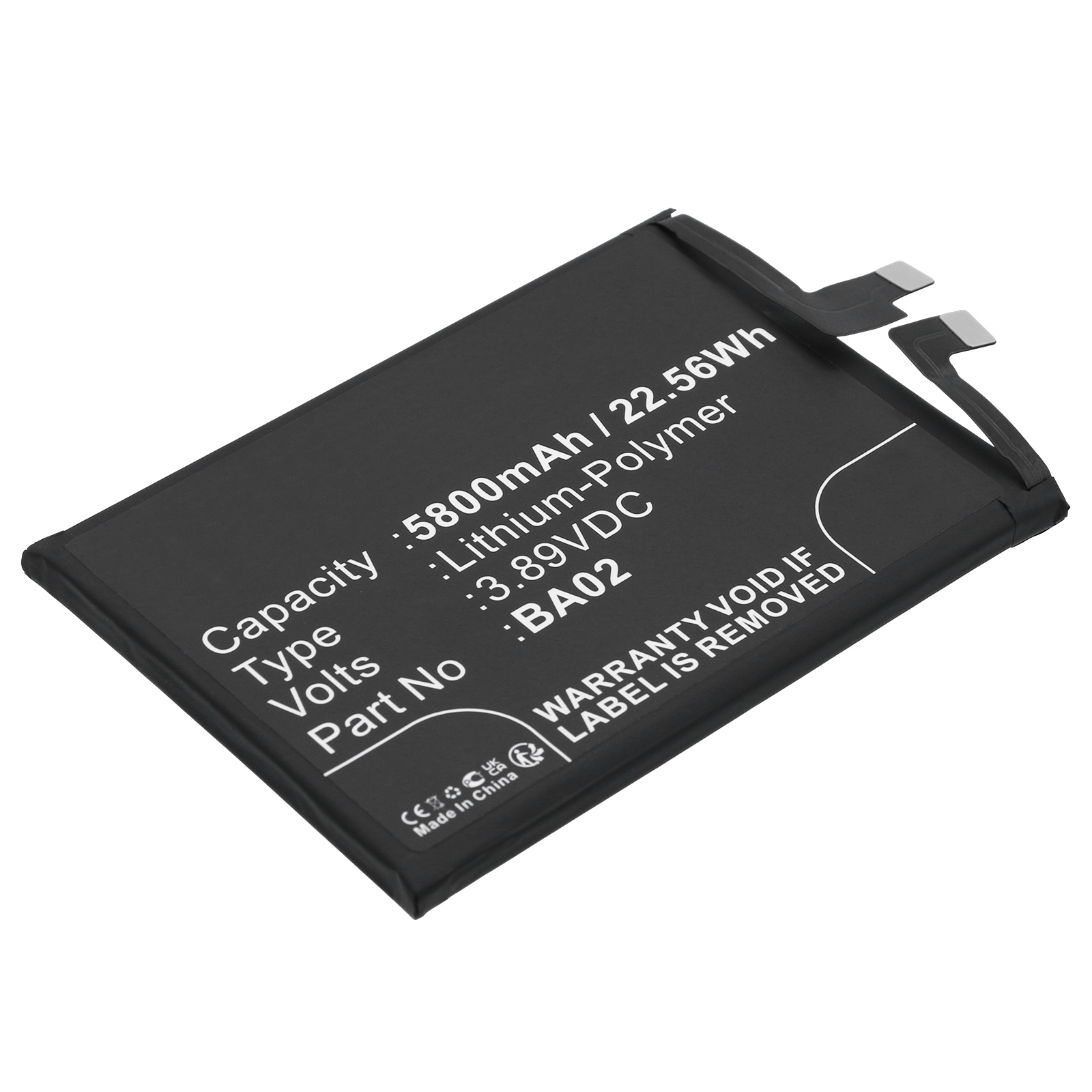 Synergy Digital Cell Phone Battery, Compatible with VIVO BA02 Cell Phone Battery (Li-Pol, 3.89V, 5800mAh)