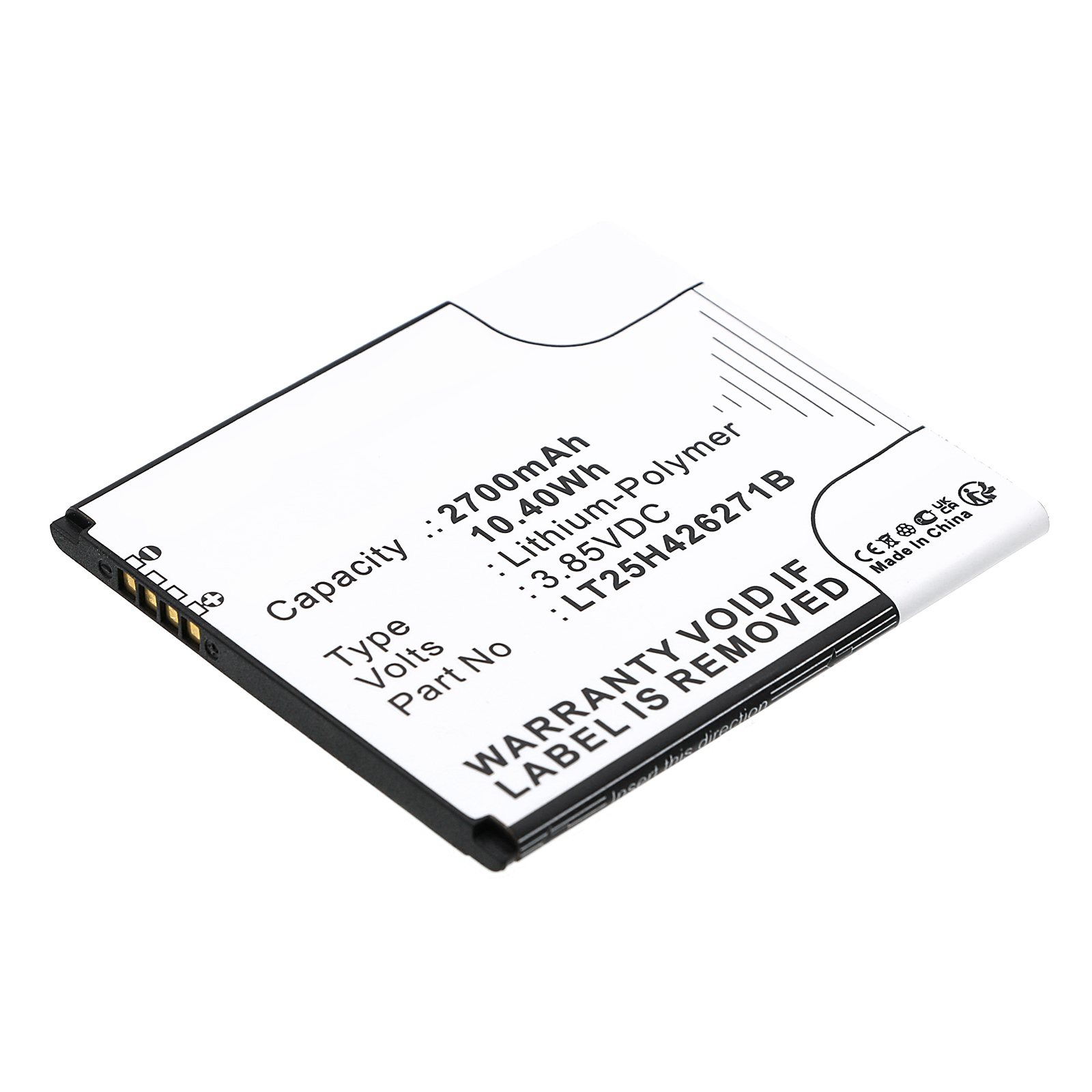 Synergy Digital Cell Phone Battery, Compatible with BLU LT25H426271B Cell Phone Battery (Li-Pol, 3.85V, 2700mAh)
