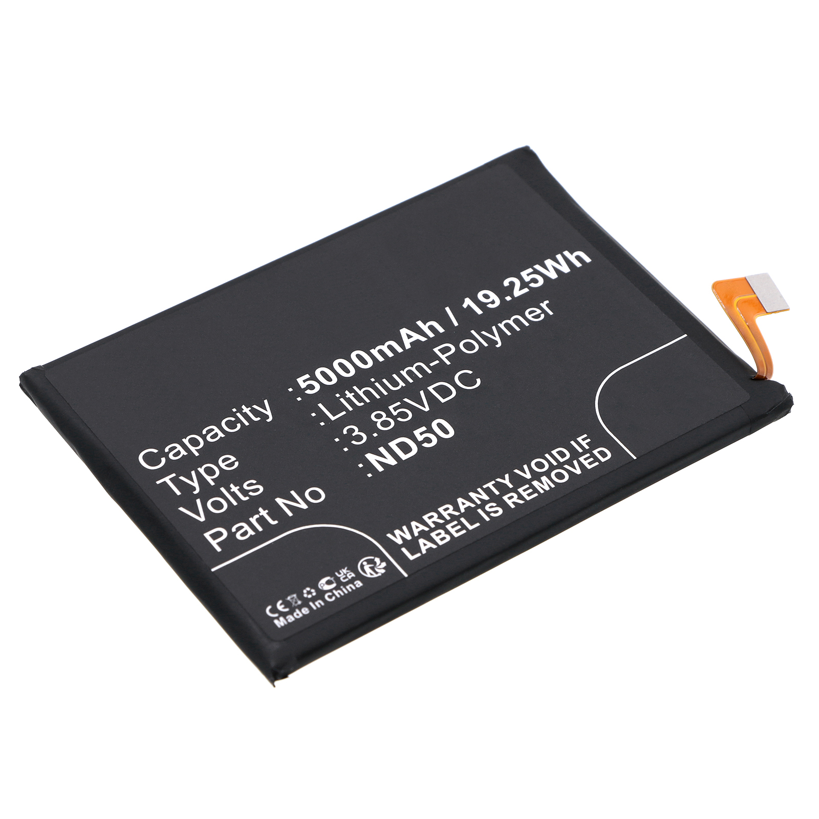 Synergy Digital Cell Phone Battery, Compatible with Motorola ND50 Cell Phone Battery (Li-Pol, 3.85V, 5000mAh)