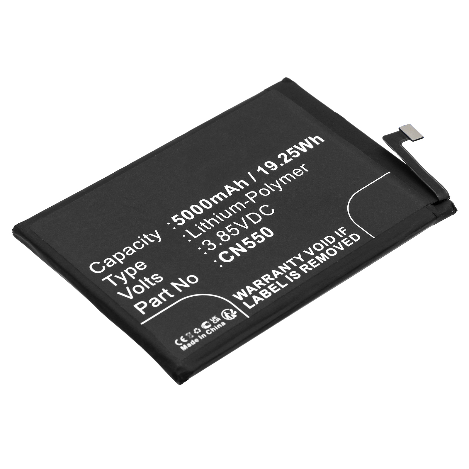 Synergy Digital Cell Phone Battery, Compatible with Nokia CN550 Cell Phone Battery (Li-Pol, 3.85V, 5000mAh)