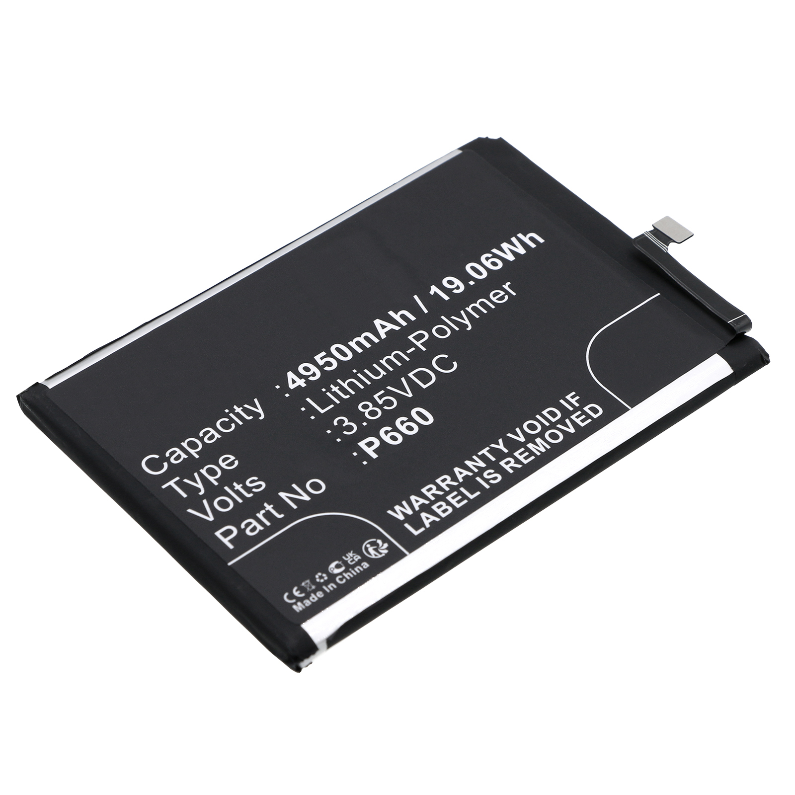 Synergy Digital Cell Phone Battery, Compatible with Nokia P660 Cell Phone Battery (Li-Pol, 3.85V, 4950mAh)