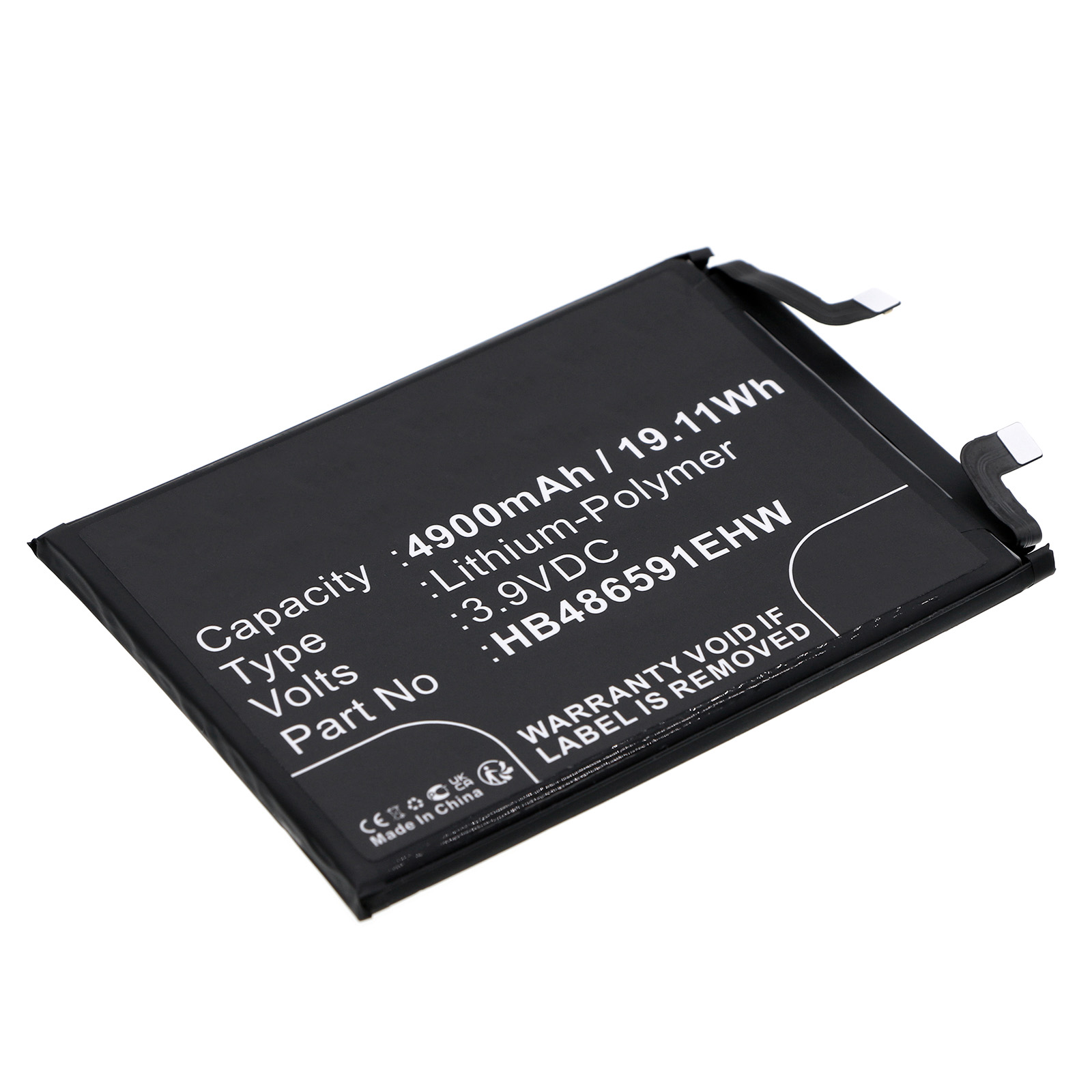 Synergy Digital Cell Phone Battery, Compatible with Honor HB486591EHW Cell Phone Battery (Li-Pol, 3.9V, 4900mAh)