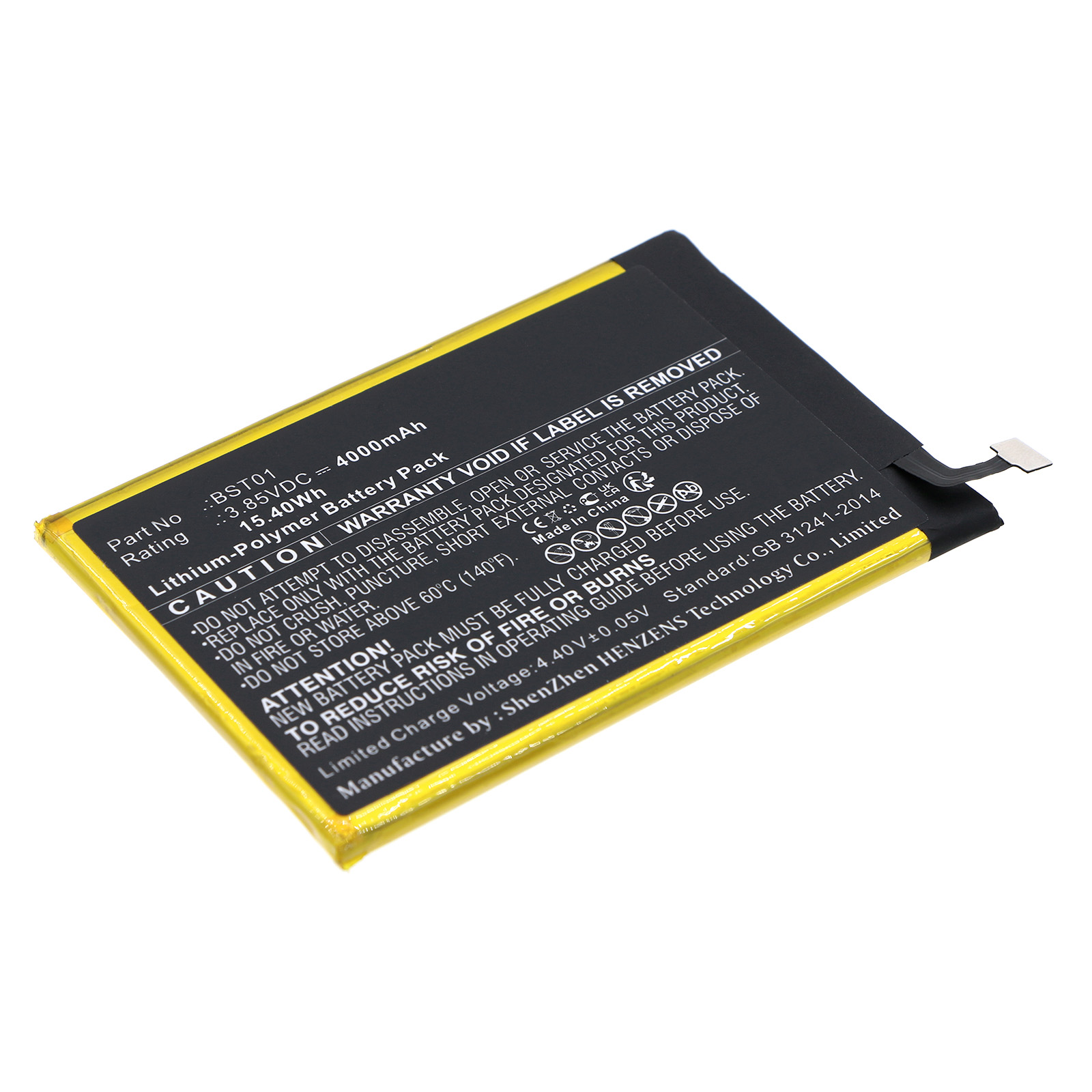 Synergy Digital Cell Phone Battery, Compatible with HTC BST01 Cell Phone Battery (Li-Pol, 3.85V, 4000mAh)