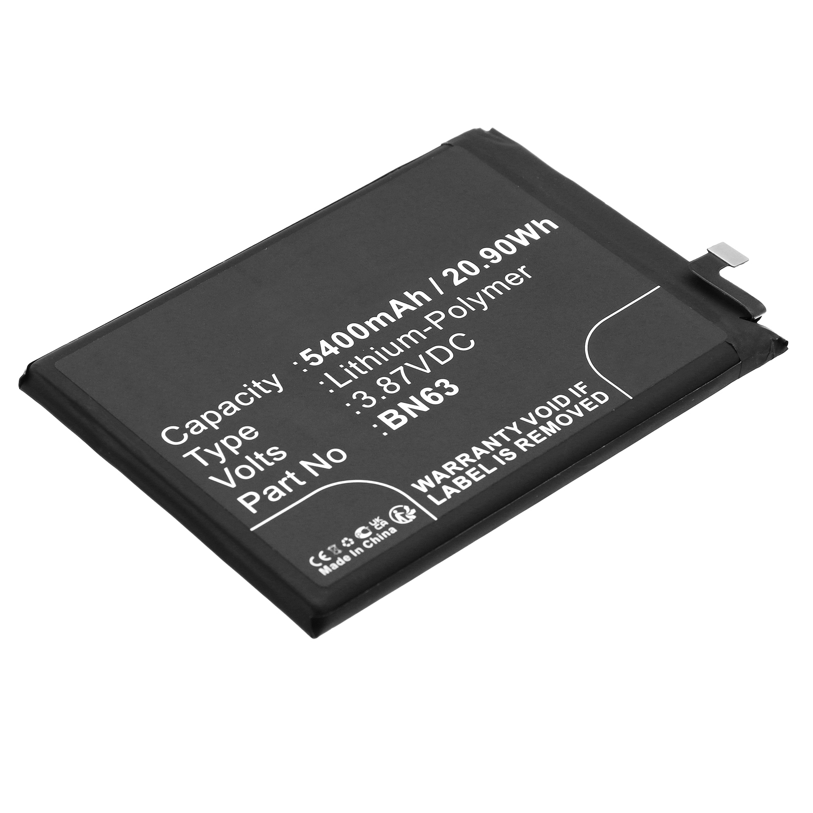 Synergy Digital Cell Phone Battery, Compatible with Redmi BN63 Cell Phone Battery (Li-Pol, 3.87V, 5400mAh)