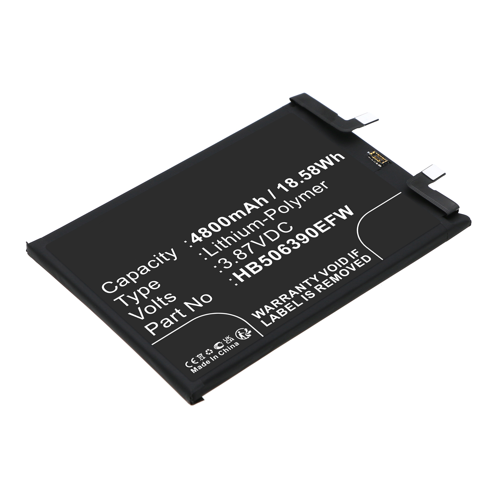 Synergy Digital Cell Phone Battery, Compatible with Honor HB506390EFW Cell Phone Battery (Li-Pol, 3.87V, 4800mAh)