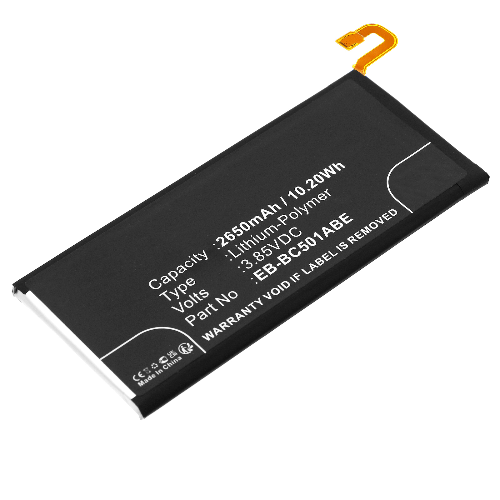Synergy Digital Cell Phone Battery, Compatible with Samsung EB-BC501ABE Cell Phone Battery (Li-Pol, 3.85V, 2650mAh)
