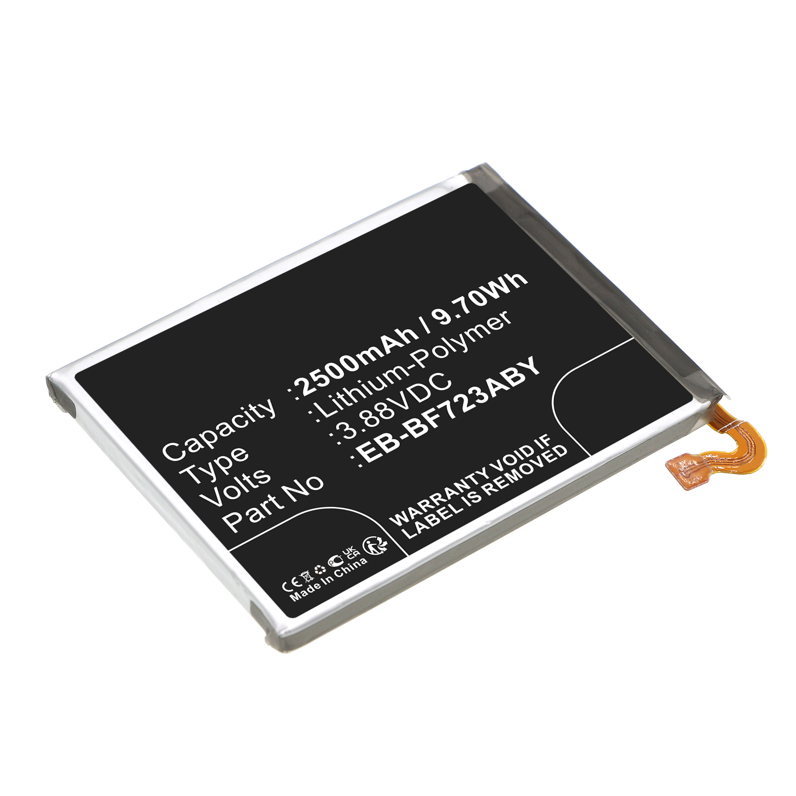 Synergy Digital Cell Phone Battery, Compatible with Samsung EB-BF723ABY Cell Phone Battery (Li-Pol, 3.88V, 2500mAh)