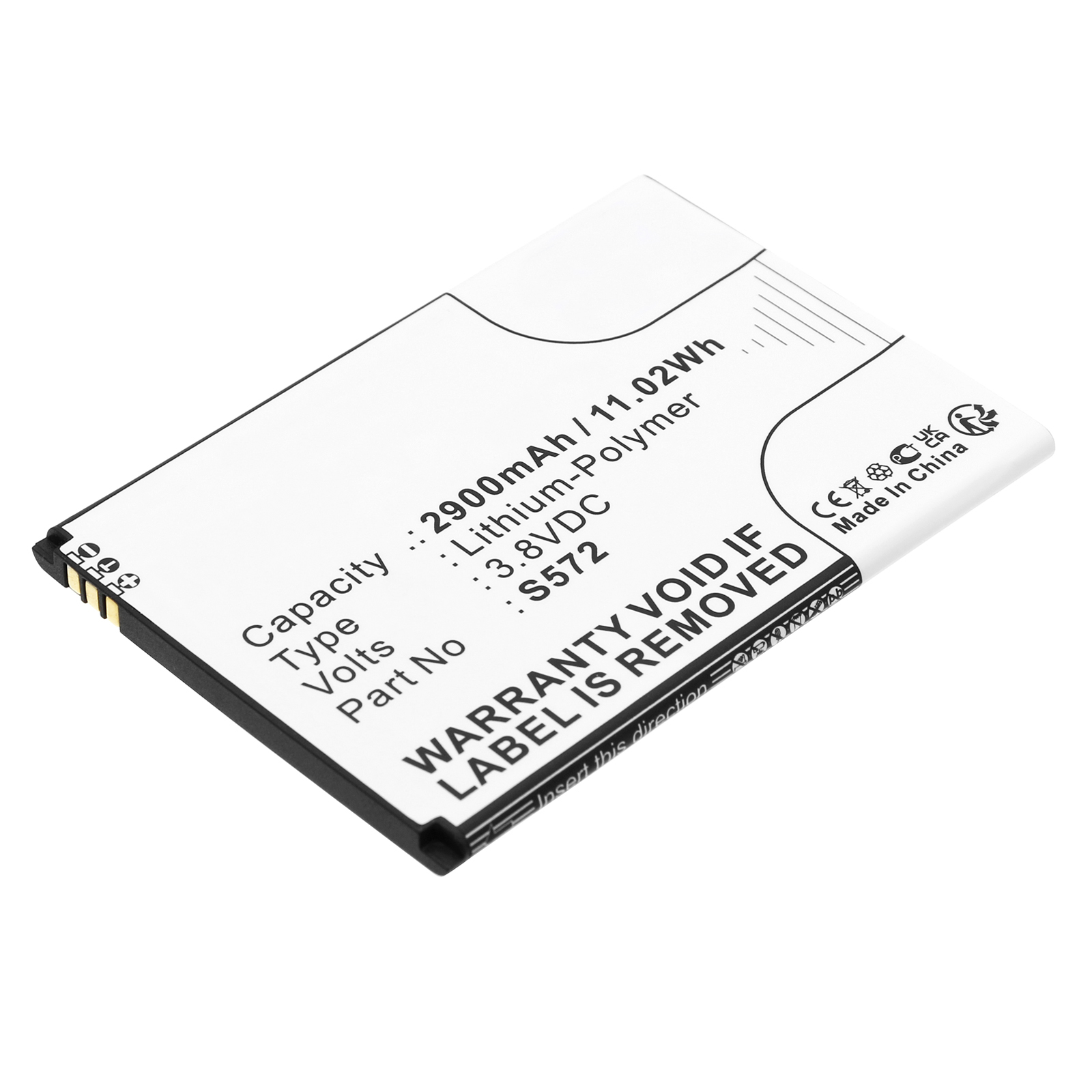 Synergy Digital Cell Phone Battery, Compatible with Brondi S572 Cell Phone Battery (Li-Pol, 3.8V, 2900mAh)