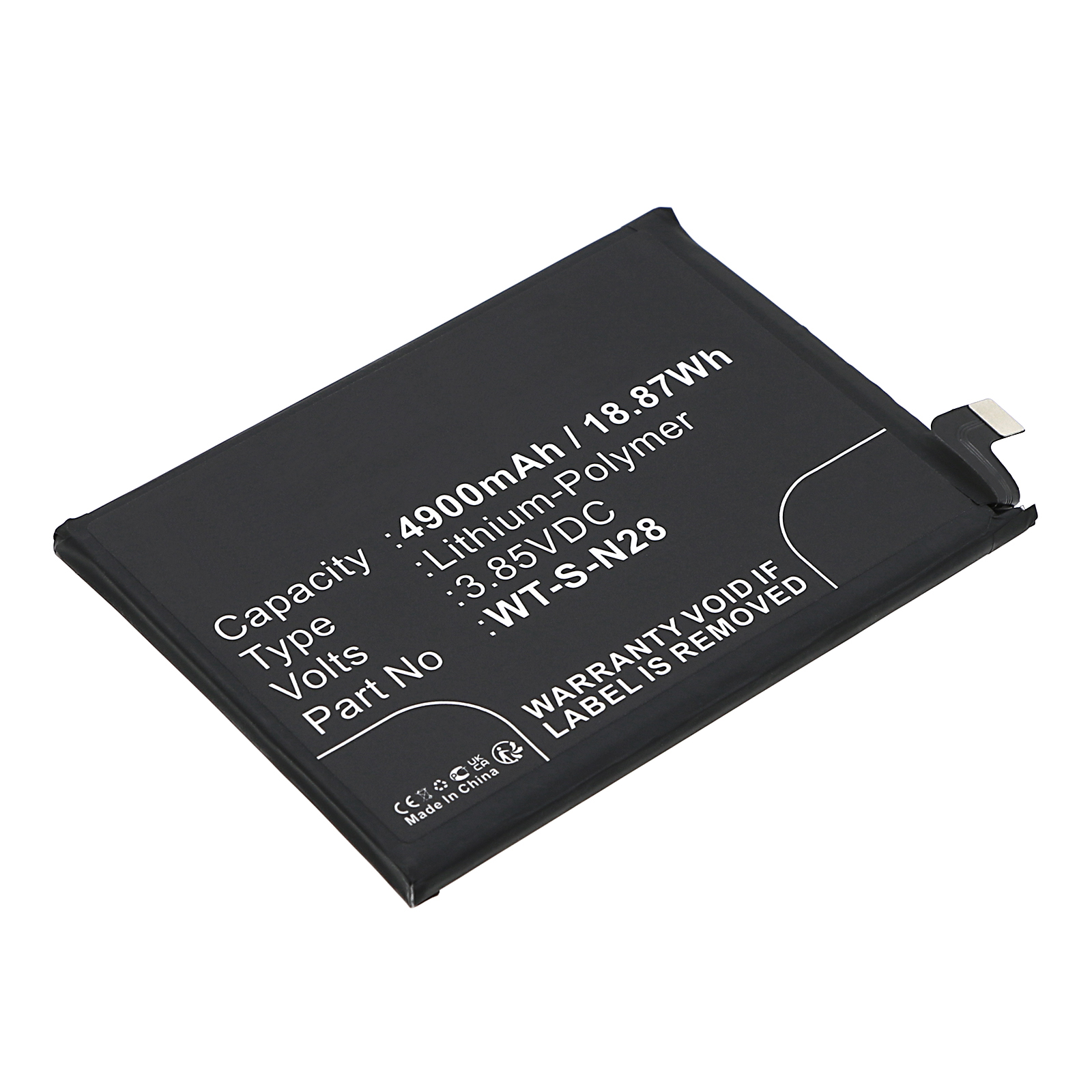 Synergy Digital Cell Phone Battery, Compatible with Samsung WT-S-N28 Cell Phone Battery (Li-Pol, 3.85V, 4900mAh)