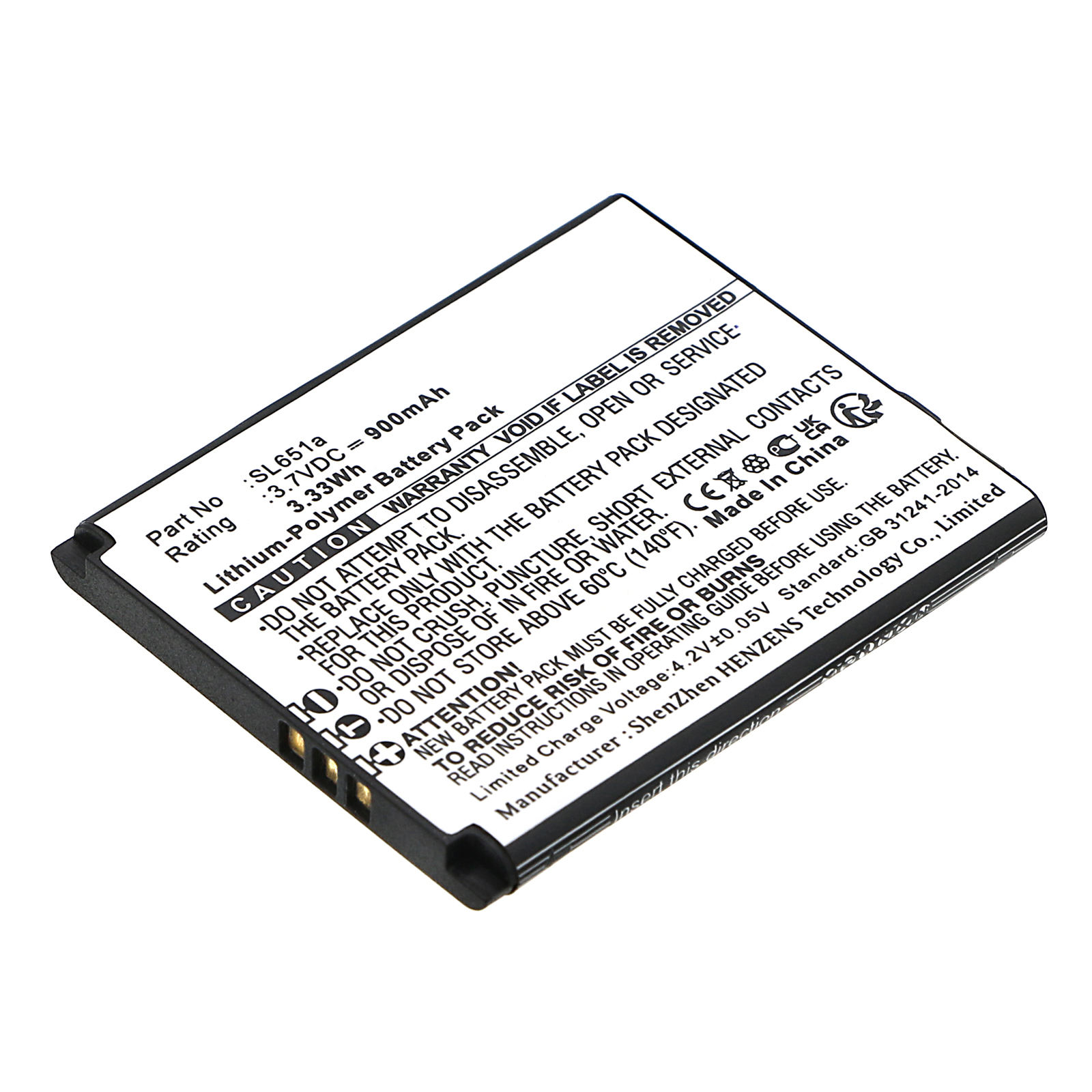 Synergy Digital Cell Phone Battery, Compatible with Bea-fon SL651a Cell Phone Battery (Li-Pol, 3.7V, 900mAh)