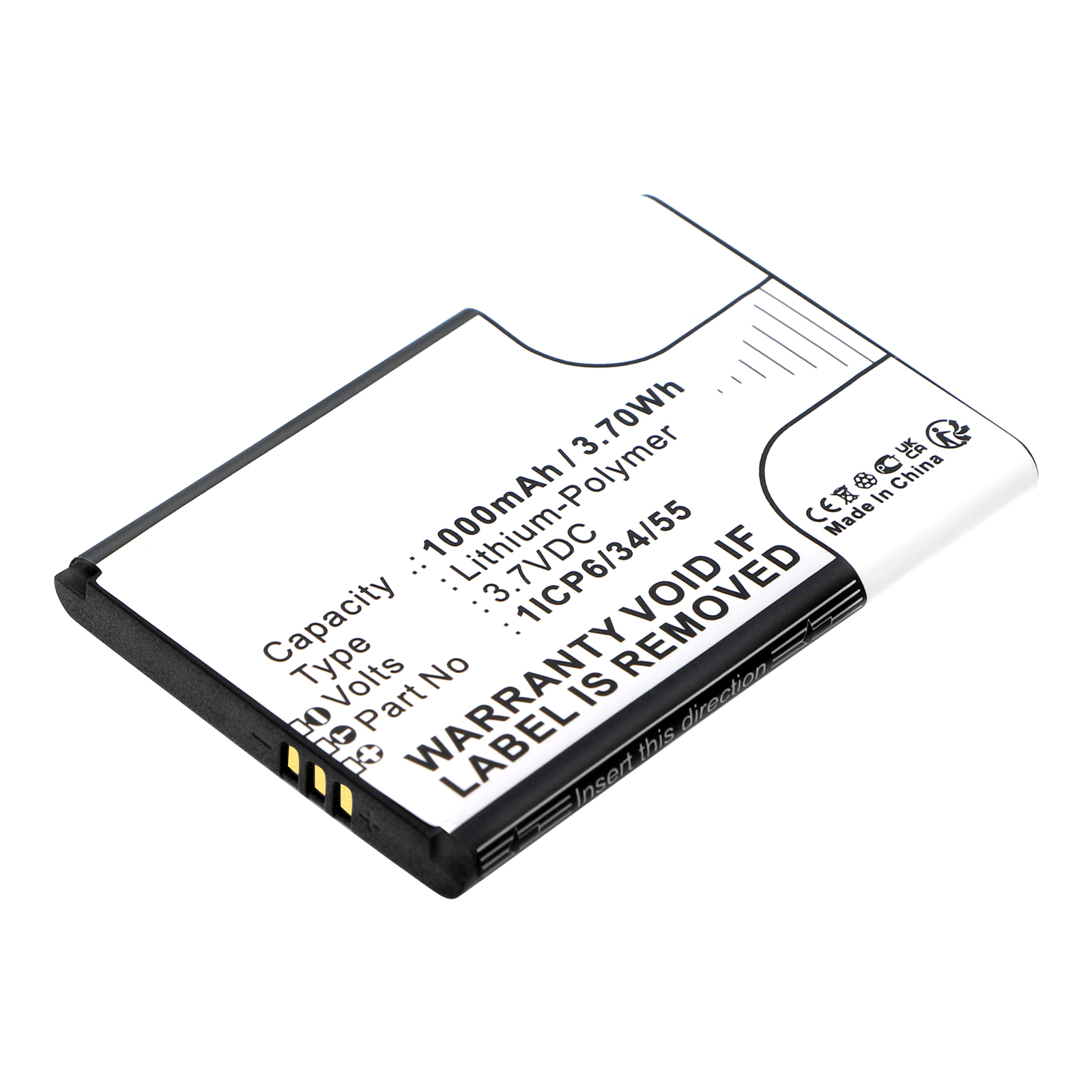 Synergy Digital Cell Phone Battery, Compatible with Brondi 1ICP6/34/55 Cell Phone Battery (Li-Pol, 3.7V, 1000mAh)