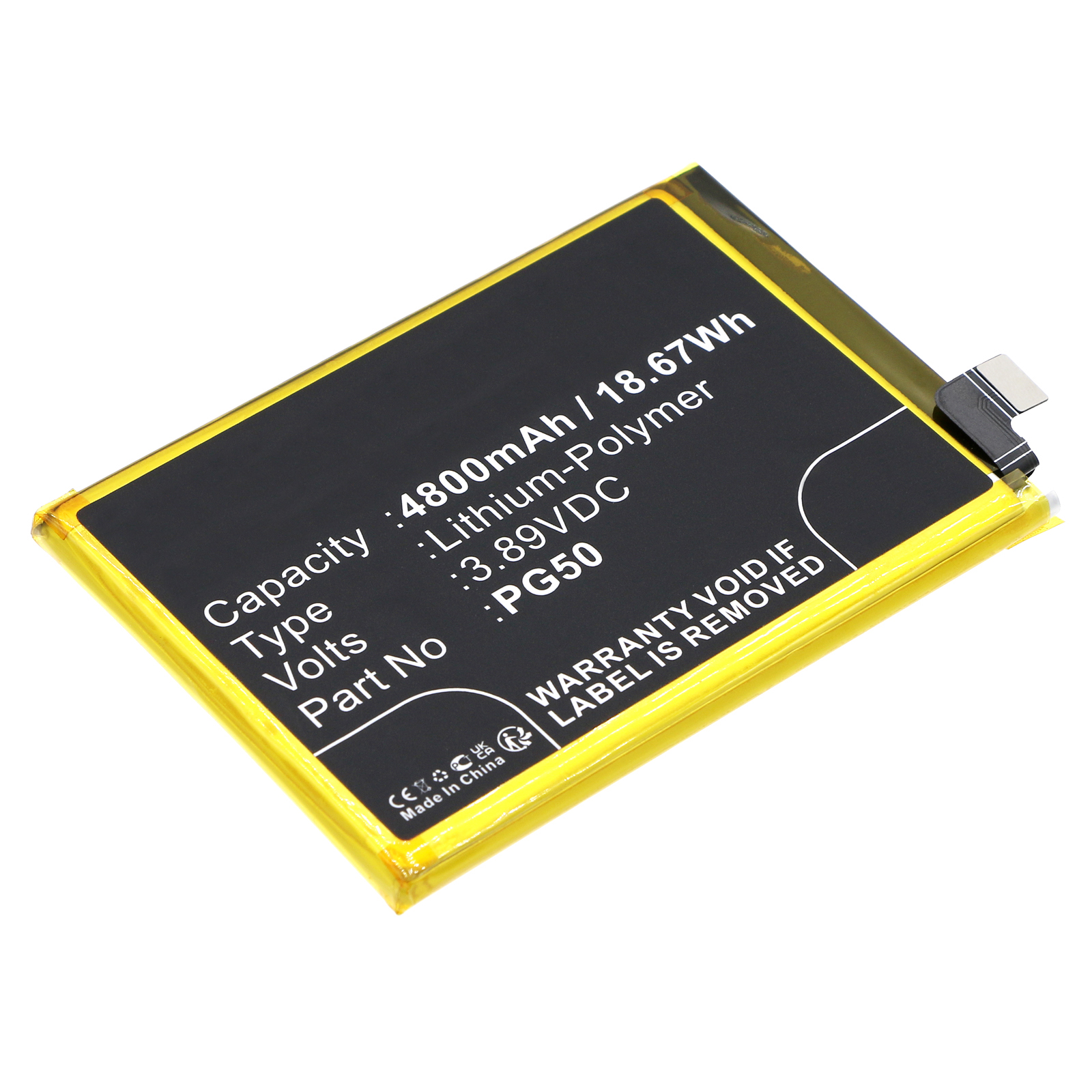 Synergy Digital Cell Phone Battery, Compatible with Motorola PG50 Cell Phone Battery (Li-Pol, 3.89V, 4800mAh)