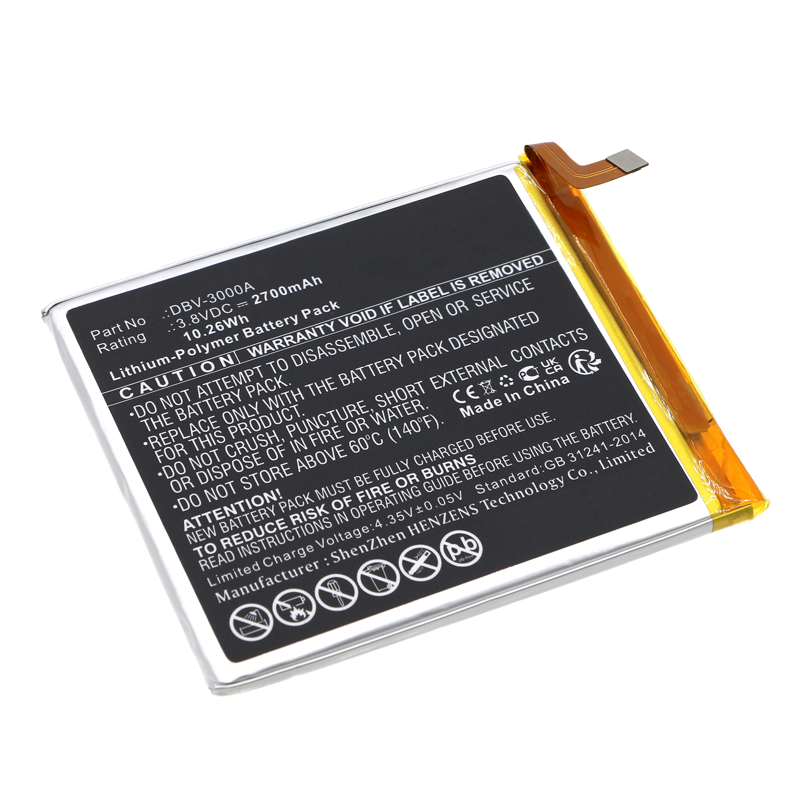 Synergy Digital Cell Phone Battery, Compatible with Doro DBV-3000A Cell Phone Battery (Li-Pol, 3.8V, 2700mAh)