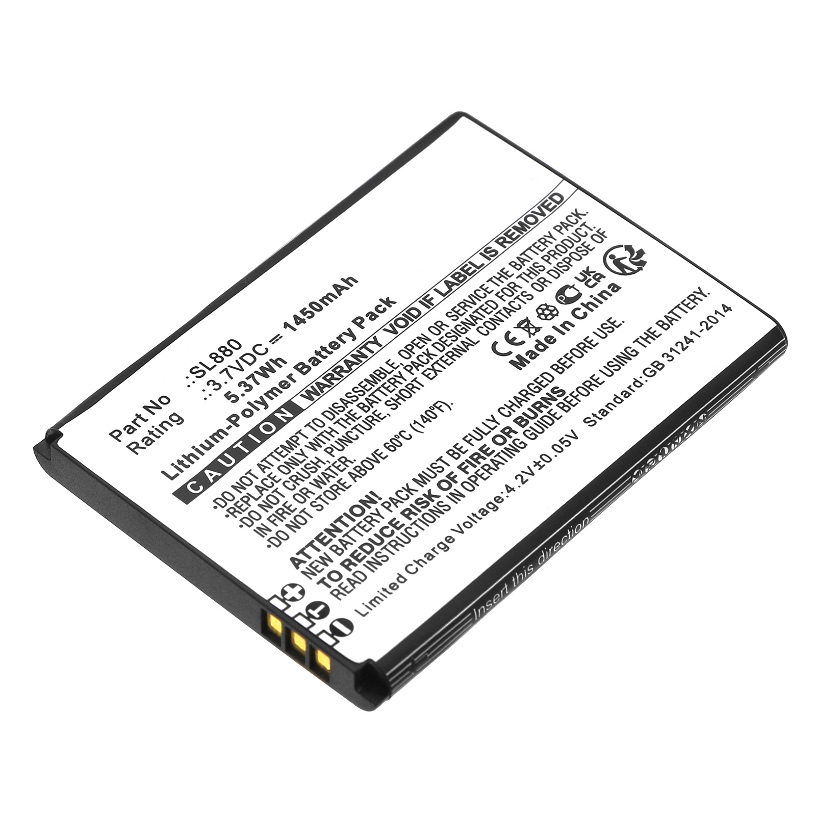 Synergy Digital Cell Phone Battery, Compatible with Bea-fon SL880 Cell Phone Battery (Li-Pol, 3.7V, 1450mAh)