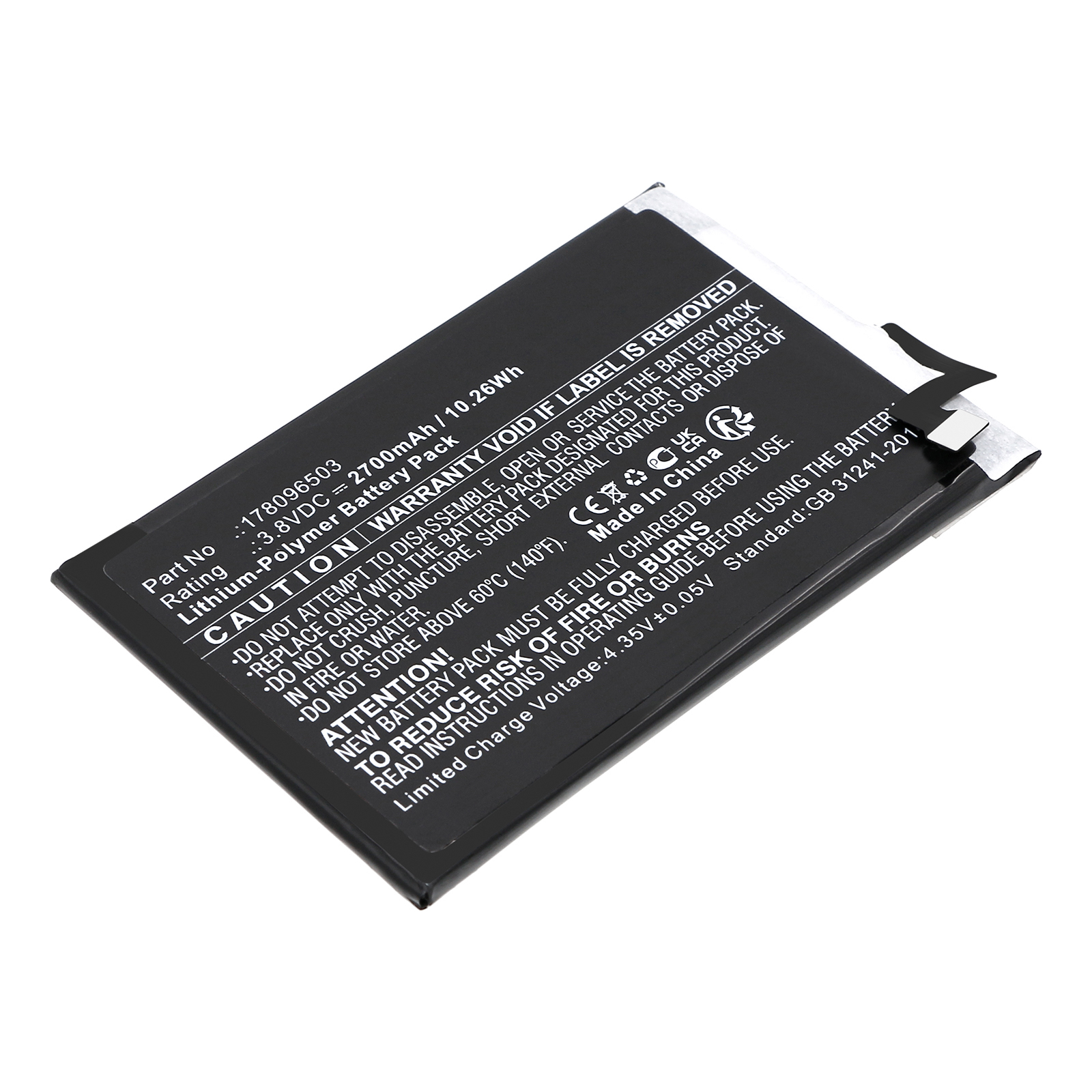 Synergy Digital Cell Phone Battery, Compatible with Doro 178096503 Cell Phone Battery (Li-Pol, 3.8V, 2700mAh)