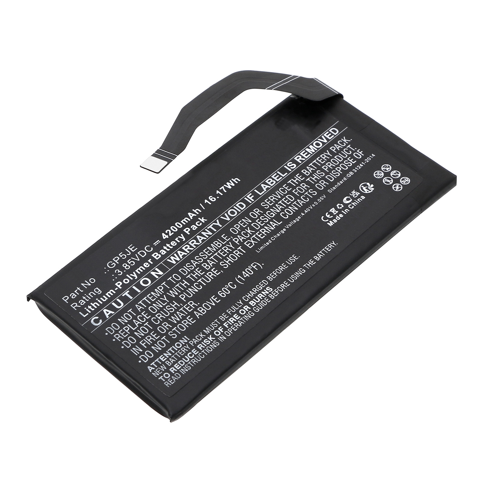Synergy Digital Cell Phone Battery, Compatible with Google GP5JE Cell Phone Battery (Li-Pol, 3.85V, 4200mAh)