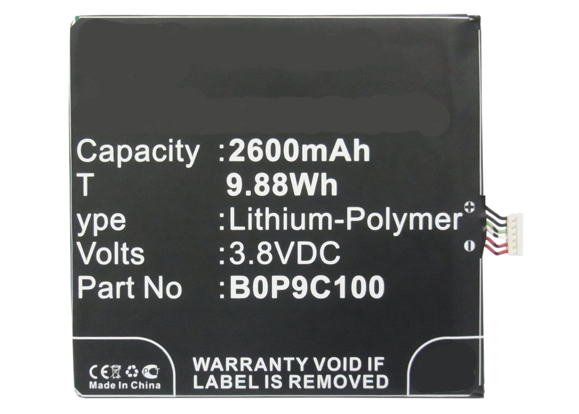 Synergy Digital Cell Phone Battery, Compatiable with HTC 35H00220-00M, 35H00220-01M, B0P9C100 Cell Phone Battery (3.8V, Li-Pol, 2600mAh)