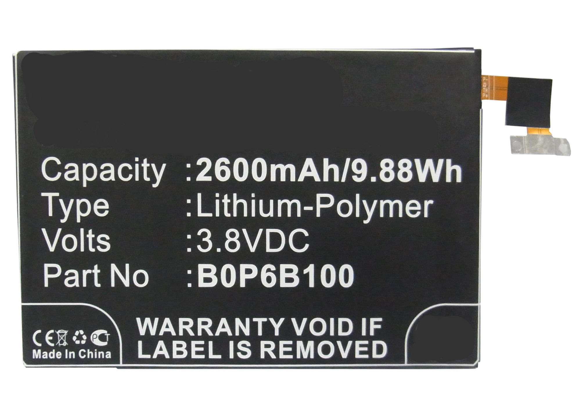 Synergy Digital Cell Phone Battery, Compatiable with HTC 35H00214-00M, 35H00214-01M, B0P6B100, BOP6B100 Cell Phone Battery (3.8V, Li-Pol, 2600mAh)