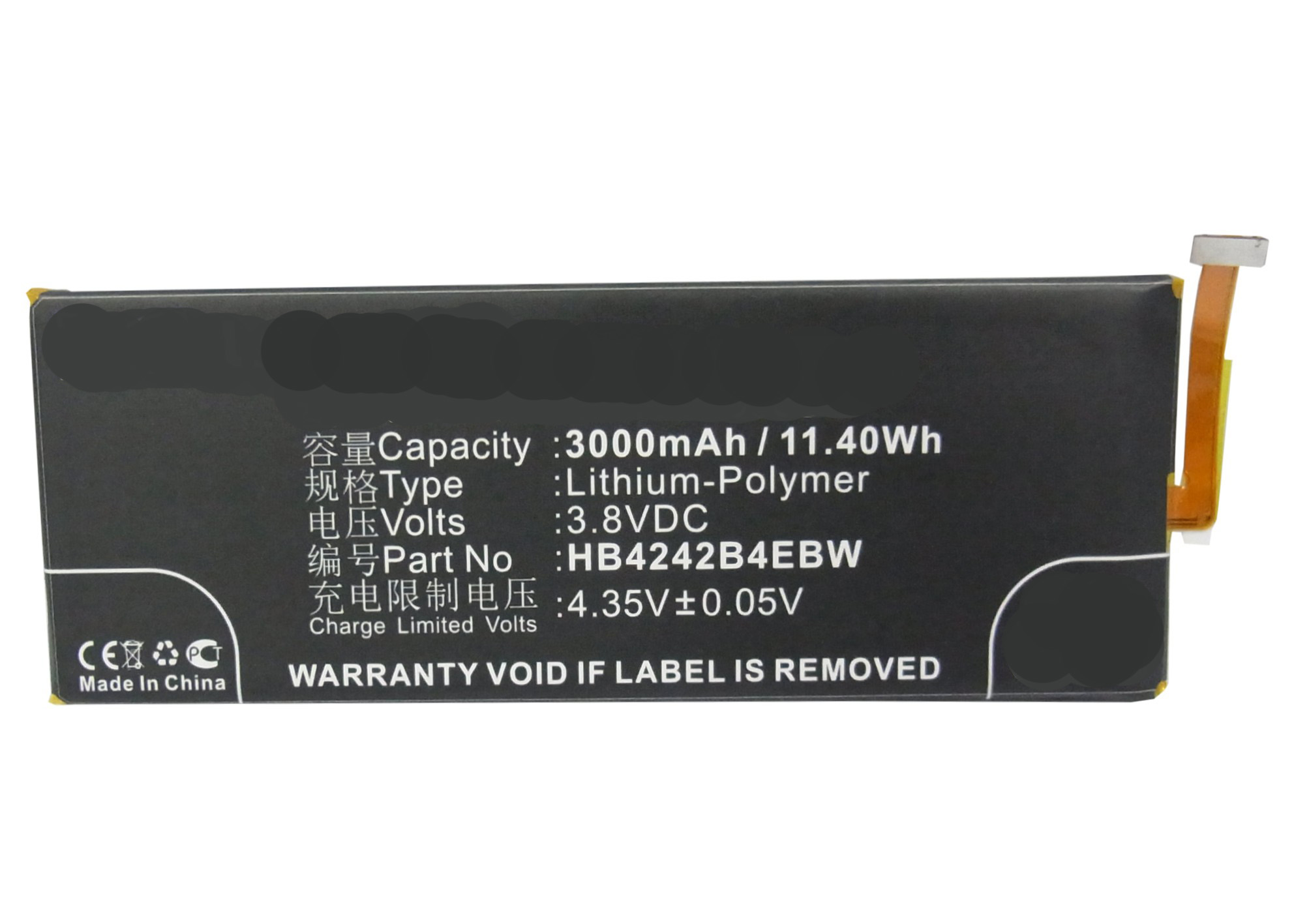 Synergy Digital Cell Phone Battery, Compatiable with HUAWEI HB4242B4EBW Cell Phone Battery (3.8V, Li-Pol, 3000mAh)