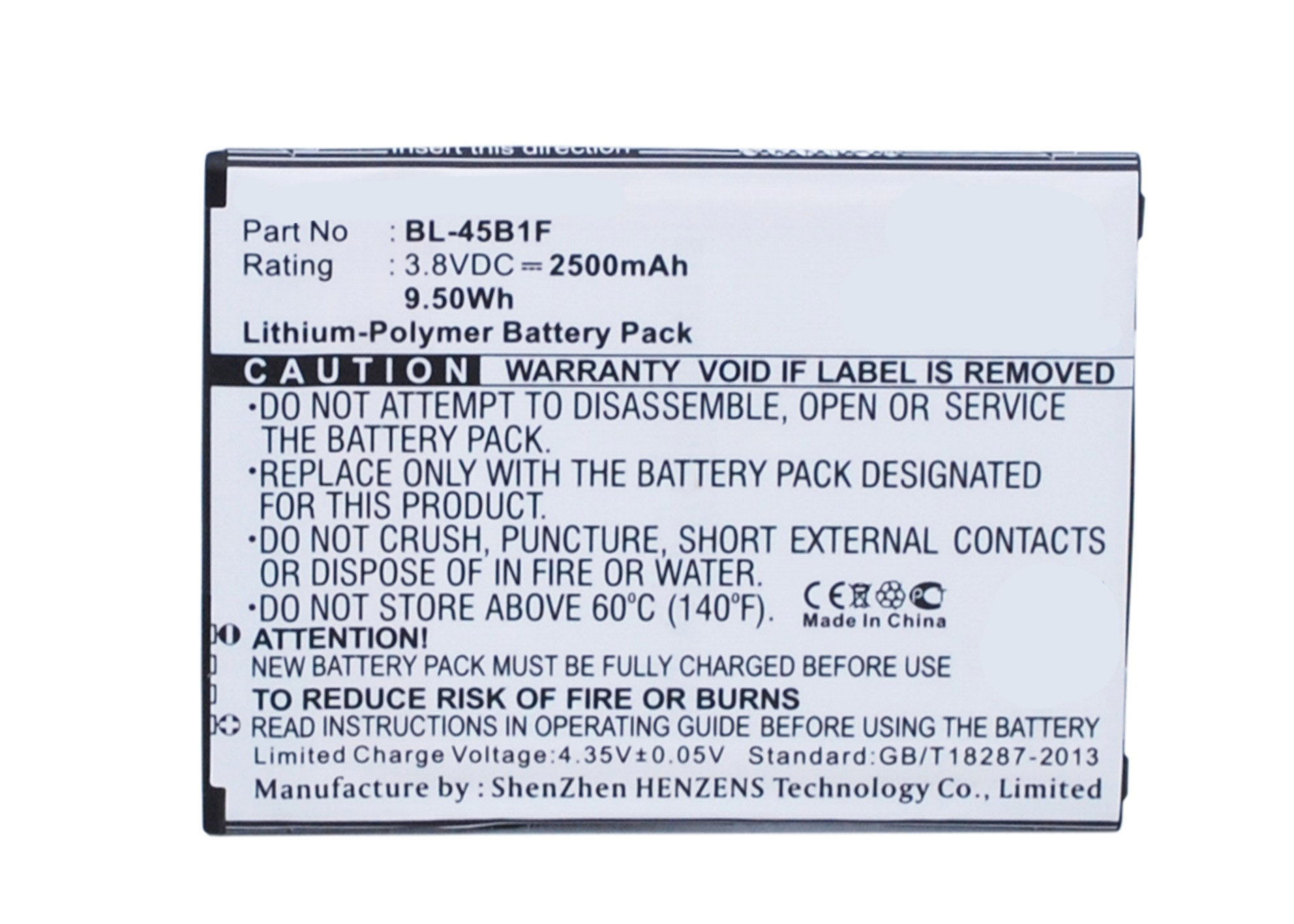 Synergy Digital Cell Phone Battery, Compatiable with LG BL-45B1F, EAC63118201, EAC63158401 AAC Cell Phone Battery (3.8V, Li-Pol, 2500mAh)