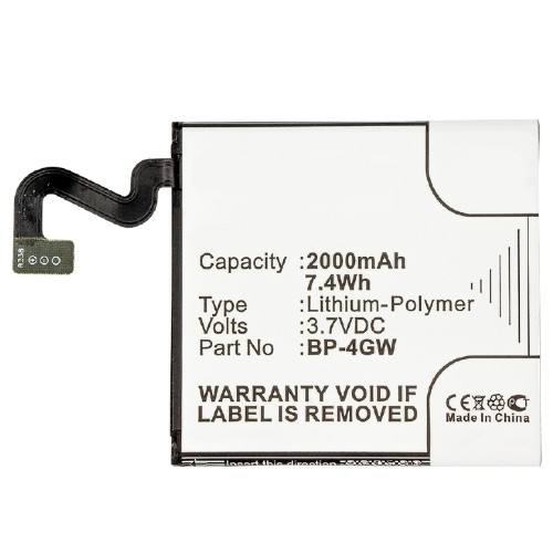 Synergy Digital Cell Phone Battery, Compatiable with Nokia BP-4GW Cell Phone Battery (3.7V, Li-Pol, 2000mAh)
