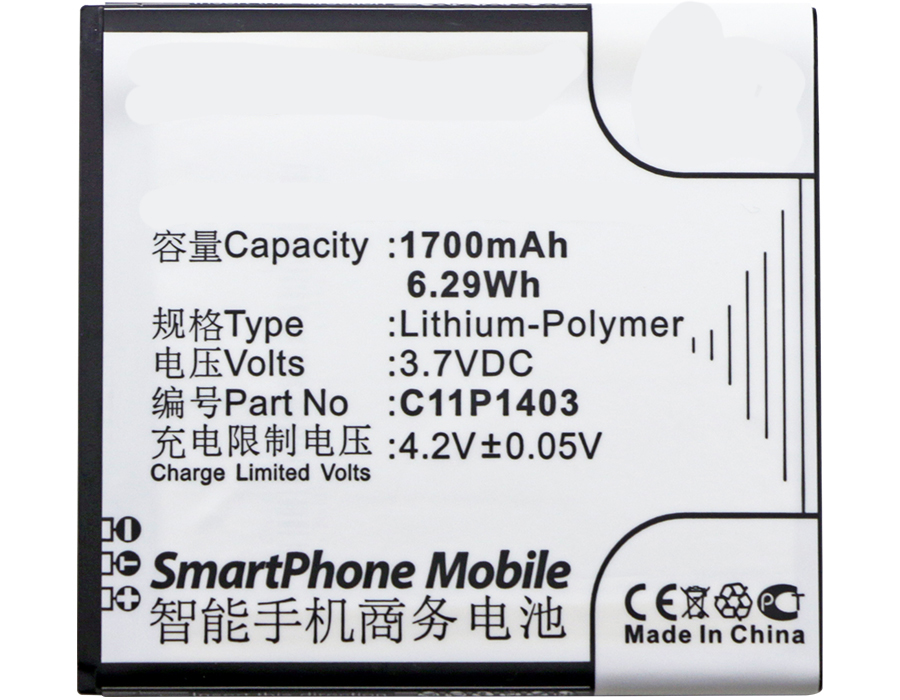 Synergy Digital Cell Phone Battery, Compatiable with Asus 0B200-01070000, C11P1403 Cell Phone Battery (3.7V, Li-Pol, 1700mAh)