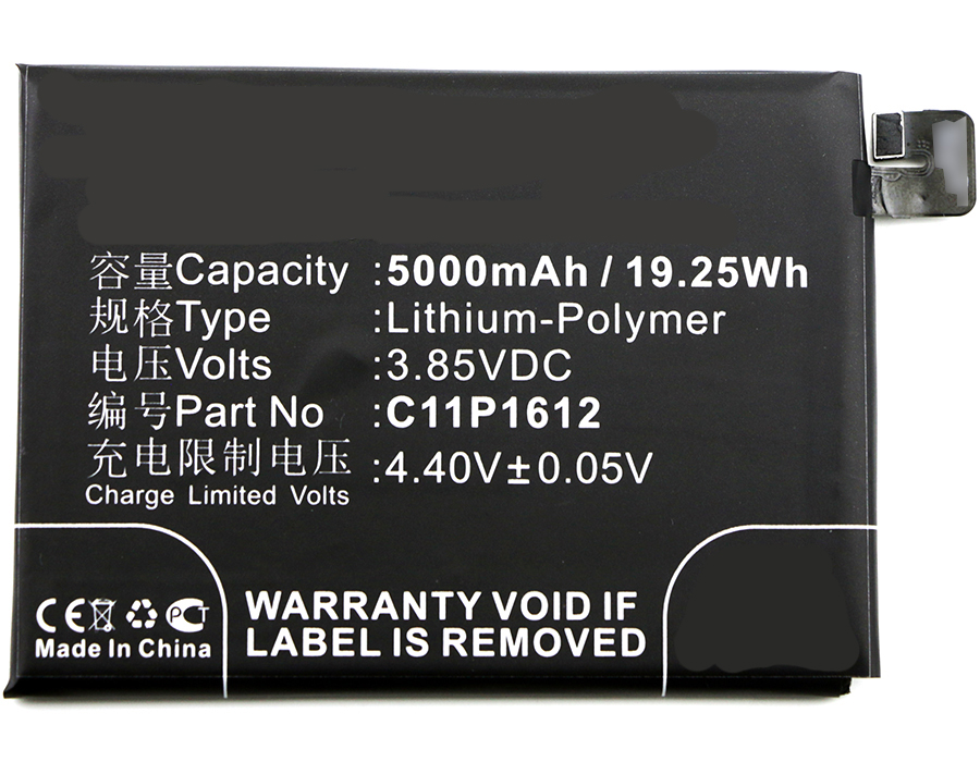 Synergy Digital Cell Phone Battery, Compatiable with Asus C11P1612 Cell Phone Battery (3.85V, Li-Pol, 5000mAh)