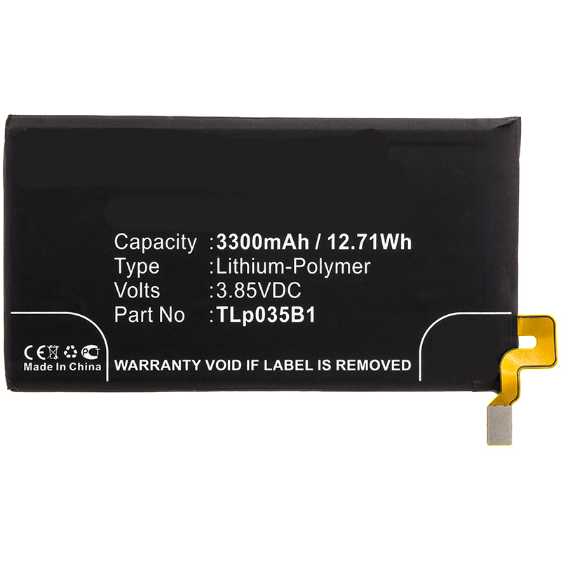 Synergy Digital Cell Phone Battery, Compatible with Blackberry TLp035B1 Cell Phone Battery (3.85V, Li-Pol, 3300mAh)