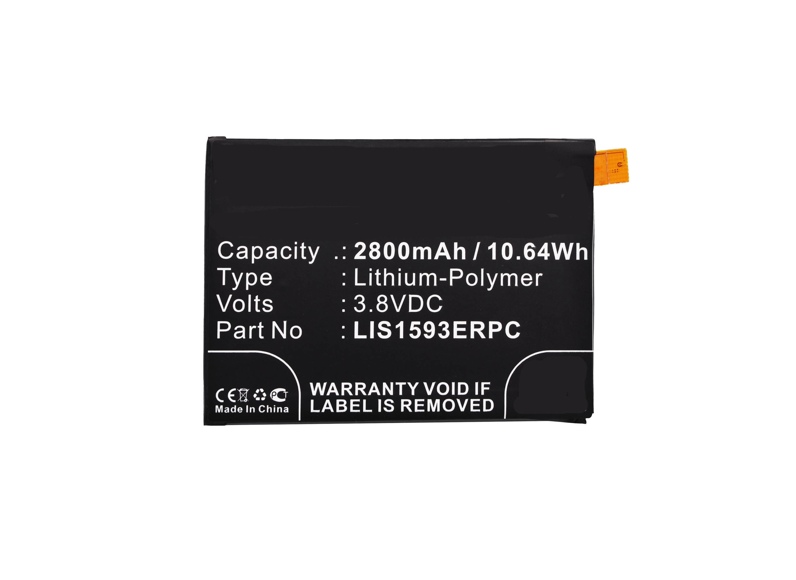 Synergy Digital Cell Phone Battery, Compatible with Sony 1294-1249, LIS1593ERPC Cell Phone Battery (3.8V, Li-Pol, 2800mAh)